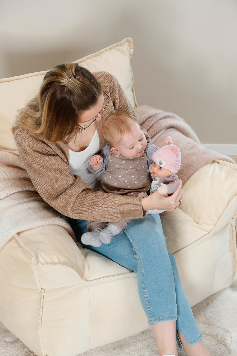 BABY Born for Babies Sweetie Mauve, Soft 30Cm Grey Fabric Doll with Soft Touch Material and Integrated Rattle for Newborn Babies image number 2