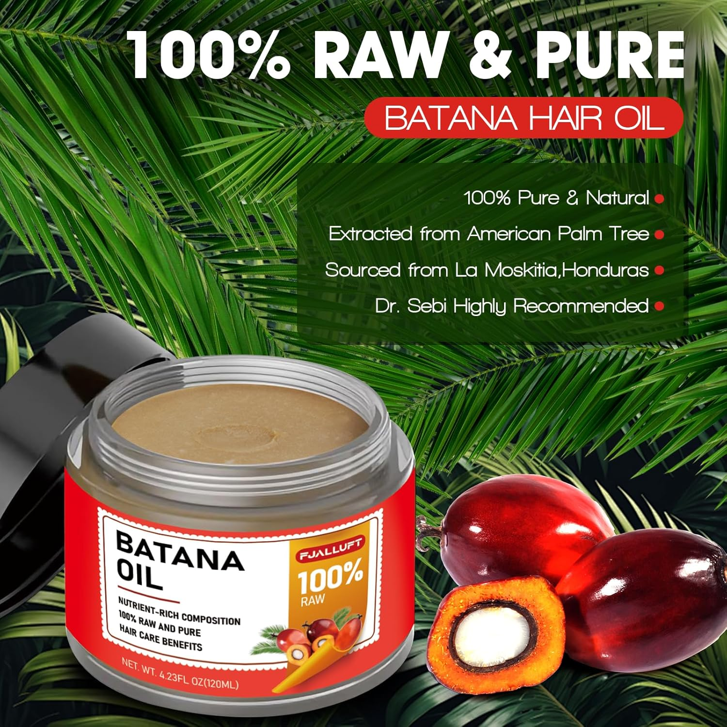 Raw Batana Oil for Hair Growth: 100% Pure Unrefined Botana Oil - Dr Sebi Batana Oil from Honduras