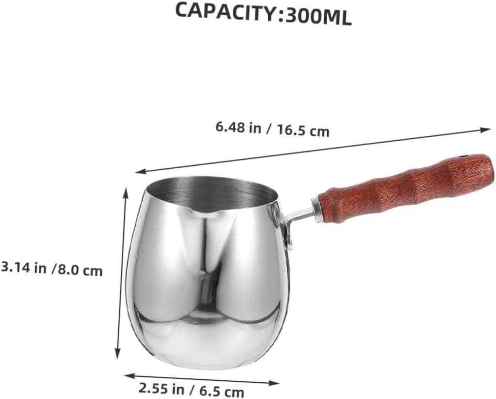 HOMOCONO 2Pcs Turkish Coffee Maker Stainless Steel Creamer Household Espresso Pot Long Handle Coffee Pot Camp Kettle image number 5