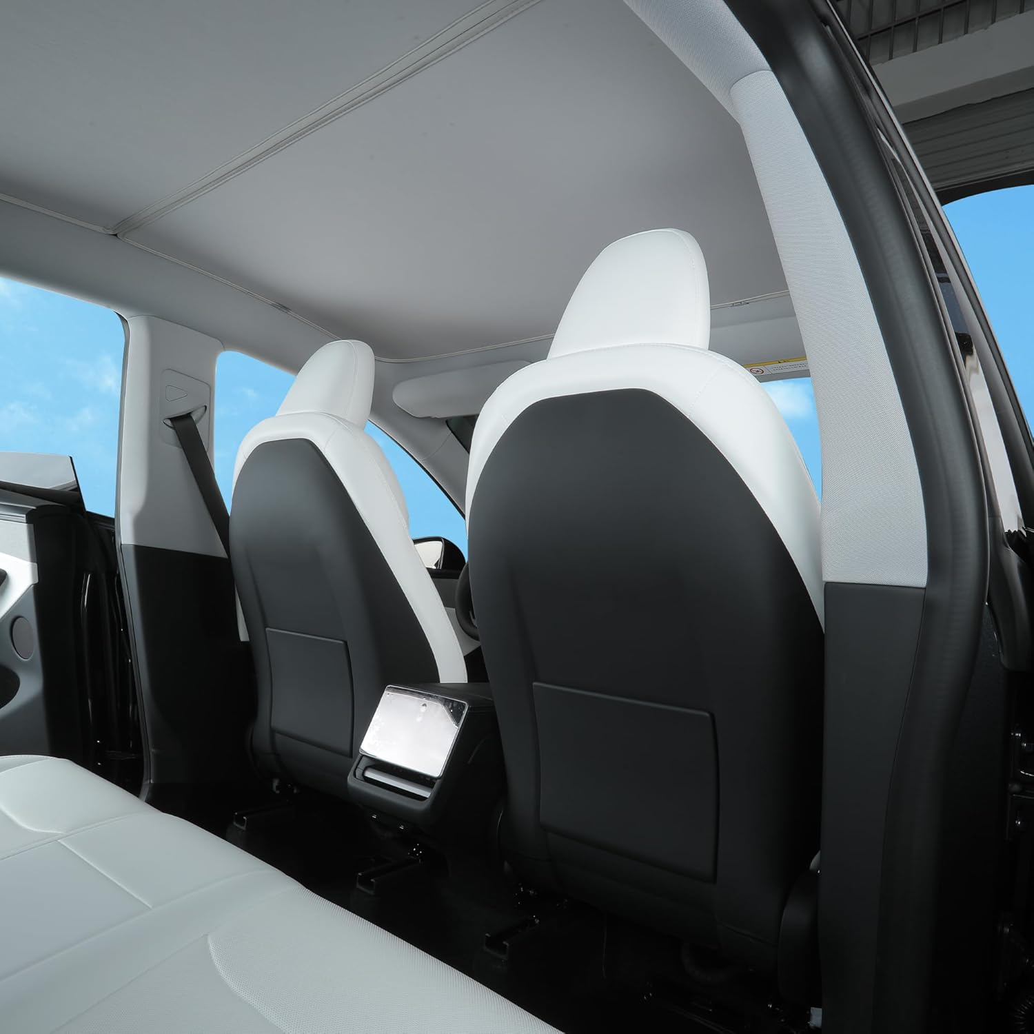 Seat Back Kick Protector for Tesla Model Y Model 3 Model S Model X Leather Backseat Mats for Kids Wear-Resistant Back Seat Cover with Extra Organizer Pocket 2 PCS -Black image number 5