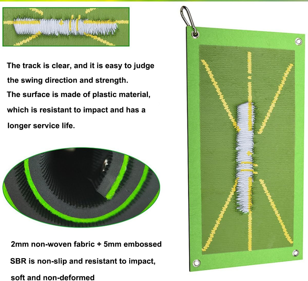 Swing Training Mat for Analyzing Swing Path, Mini Poratbal Golf Training Turf Mat for Swing Detection Batting Path Feedback Golf Hitting Mat,Indoor/Outdoor Golf Training Aid Equipment image number 2