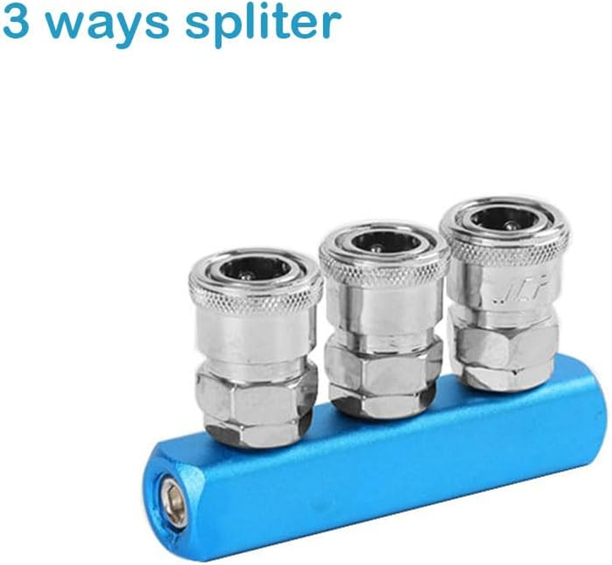 3Pcs Aluminum Air Compressor Splitter, 2/3/4 Way Quick Connect Manifold Fitting Air Hose Fitting