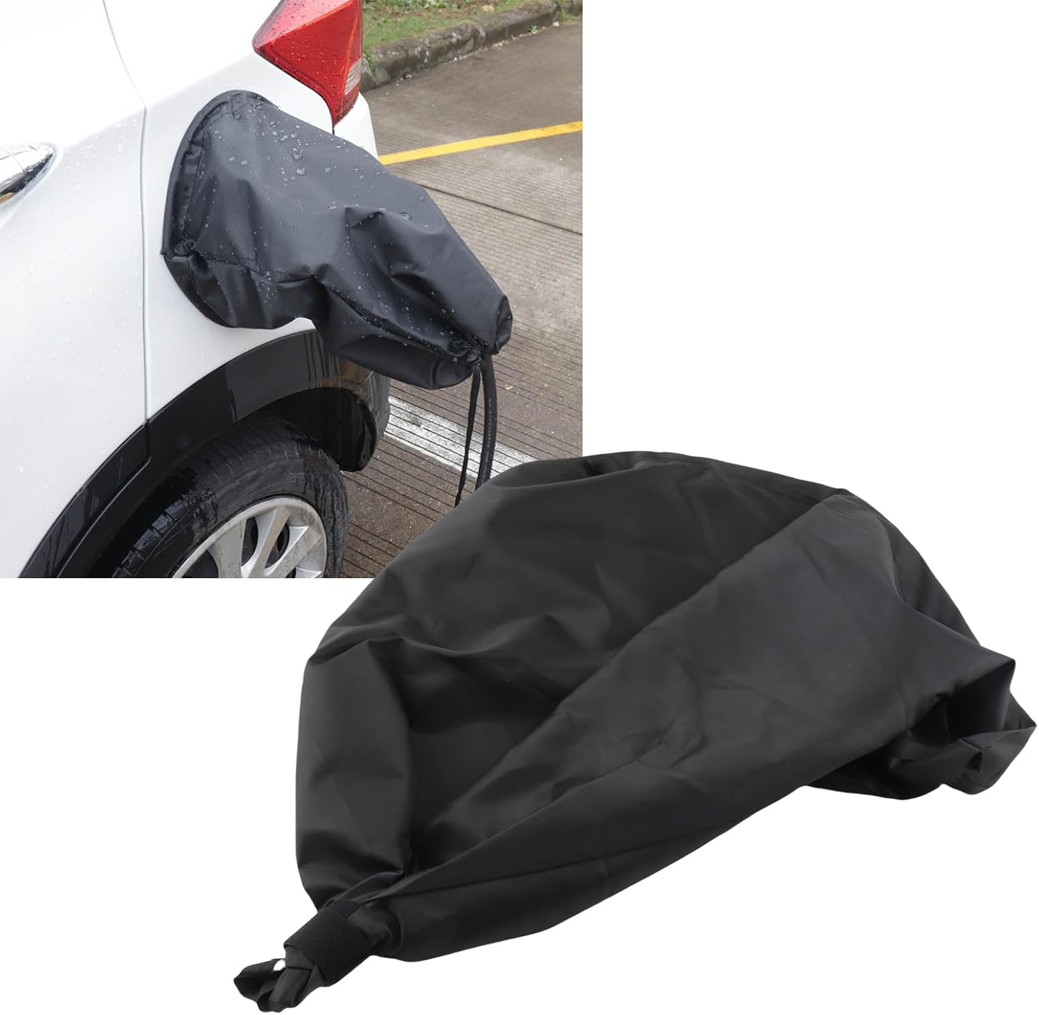 Waterproof Car Charger Cover Magnetic Adsorption Elastic Band Weatherproof EV Charging Port Replace for Tesla 3 Y image number 6