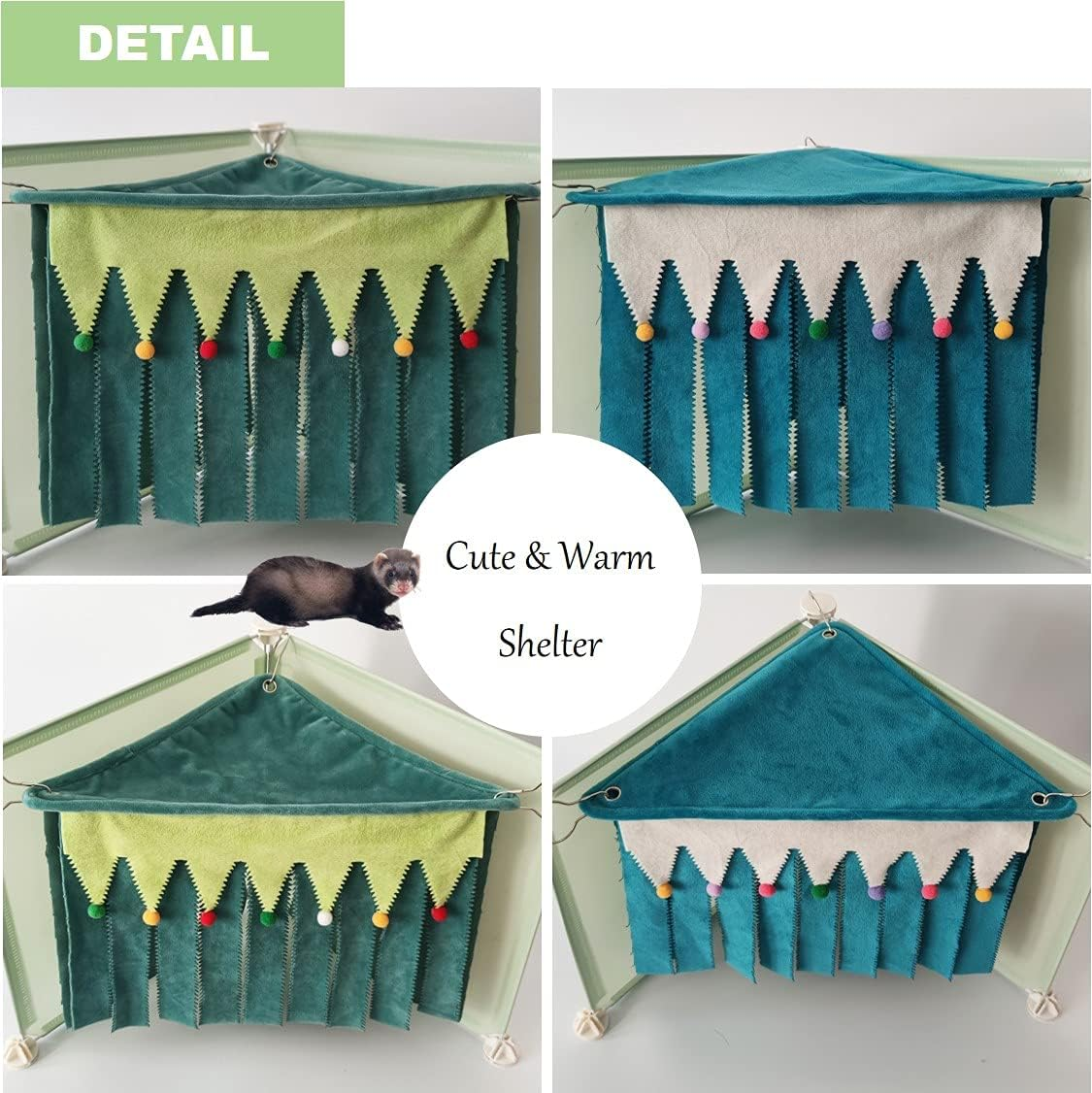 PAPIEEED Small Animal Hideout for Guinea Pig Corner Shelter Hideout with Sugar Glider Habitat Peekaboo Hamster Toy Forest Reversible Cage Accessories for Chinchilla Hedgehog Rat image number 4