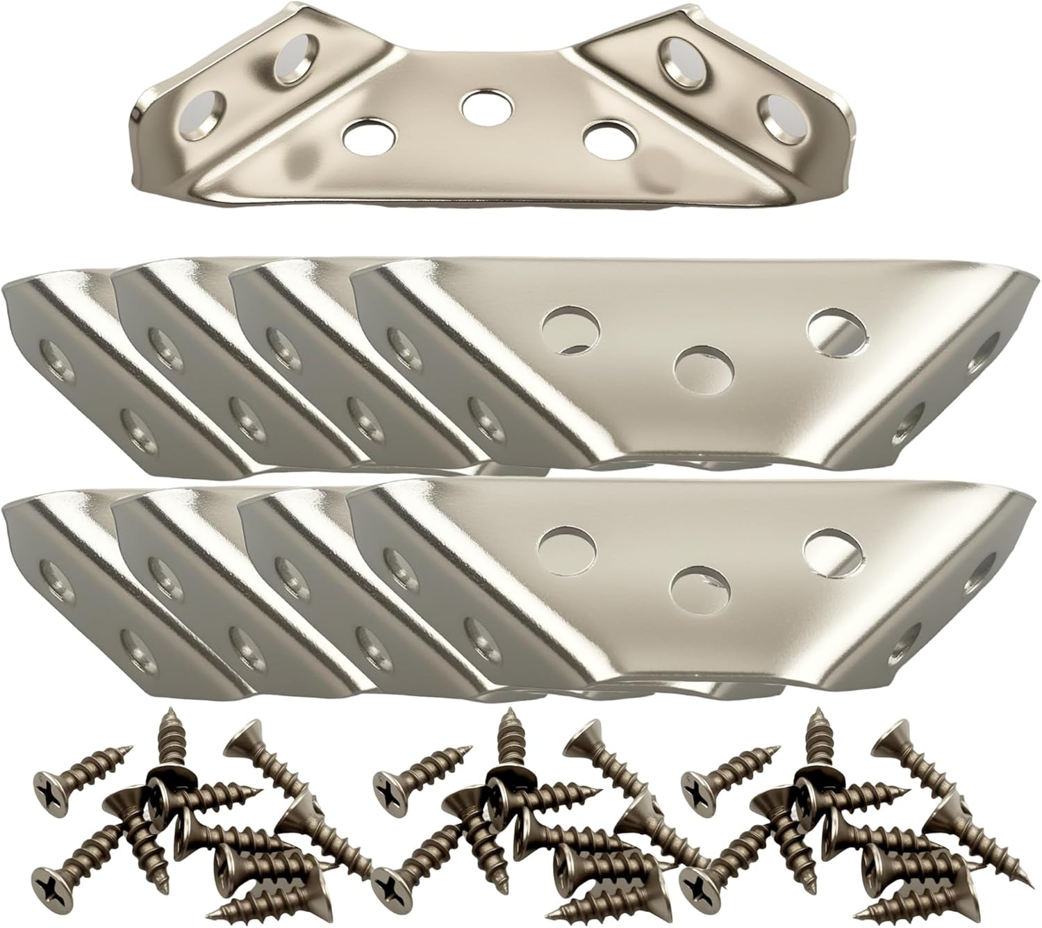 EFGTEK Furniture Corner Connector with 70 Pieces Screws,10 PCS Universal Heavy Duty Stainless Steel Corner Brackets for Furniture,Wood, Drawer, Shelves, Tables, Cabinets,Chairs,Closet image number 4