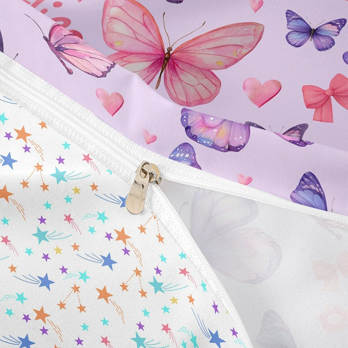 Homemissing Butterfly Duvet Cover Set Pink Bowknot Bedding Set for Boys Girls Cute Butterflies Print Bedding Set 135 X 200 Cm 2 Pieces Floral Room Decoration