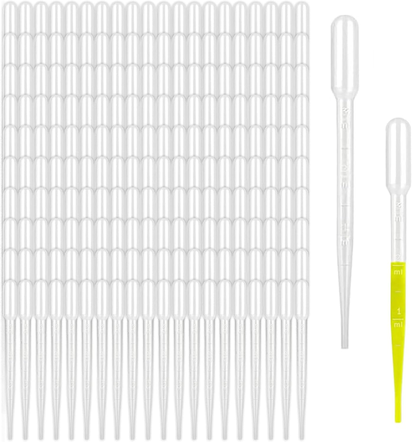 Jrusmr 200 PCS 3 Ml Disposable Plastic Transfer Pipettes-Calibrated Droppers for Science Labs, DIY Art, Essential Oils, and Makeup Application Tools image number 1