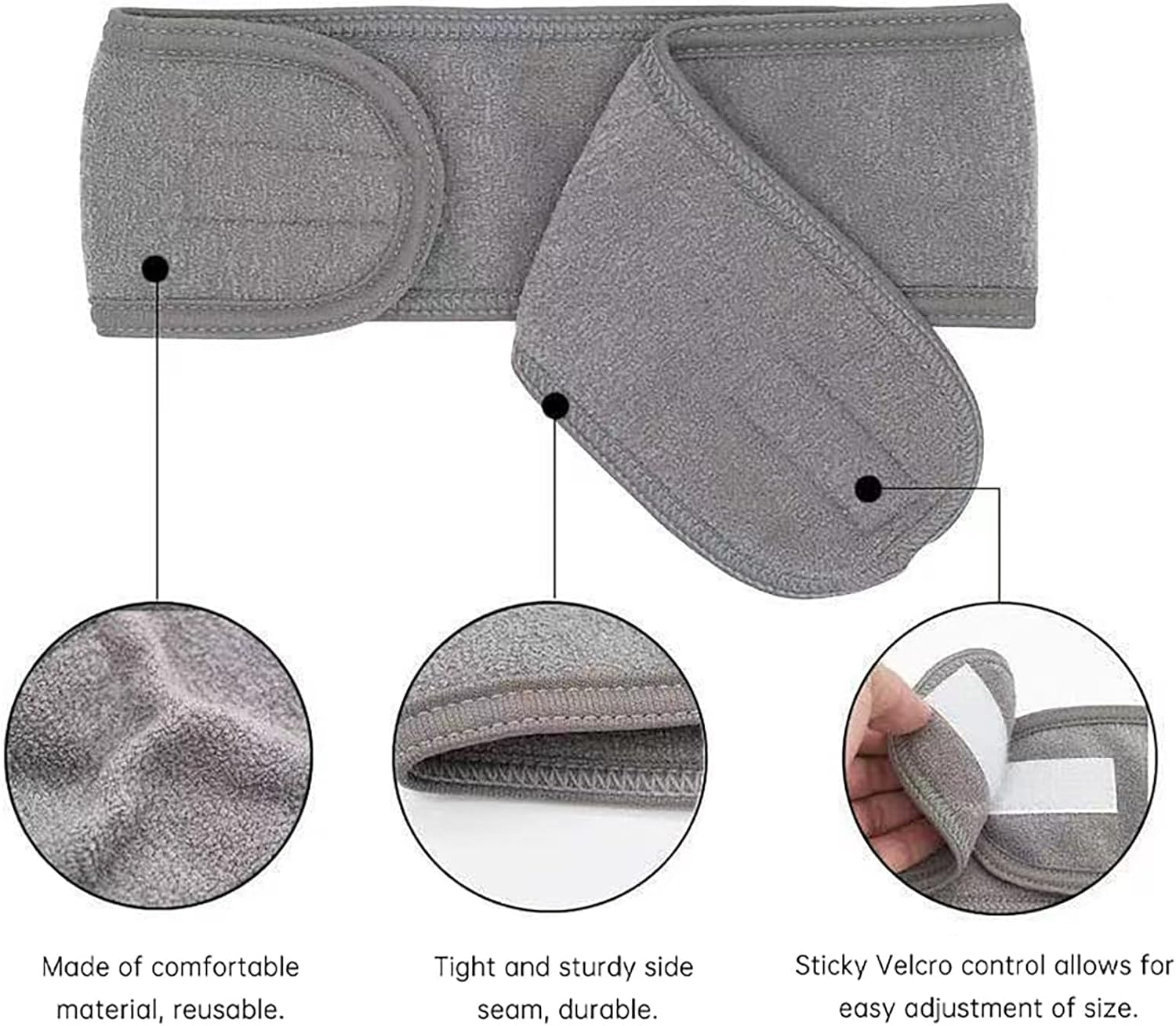 Spa Headband 3 Pack, Head Bands for Women, Soft Terry Cloth Head Wrap for Skincare, Makeup, Yoga, Gym, Shower, 60 X 8.5 Cm (White, Grey, Black) image number 1