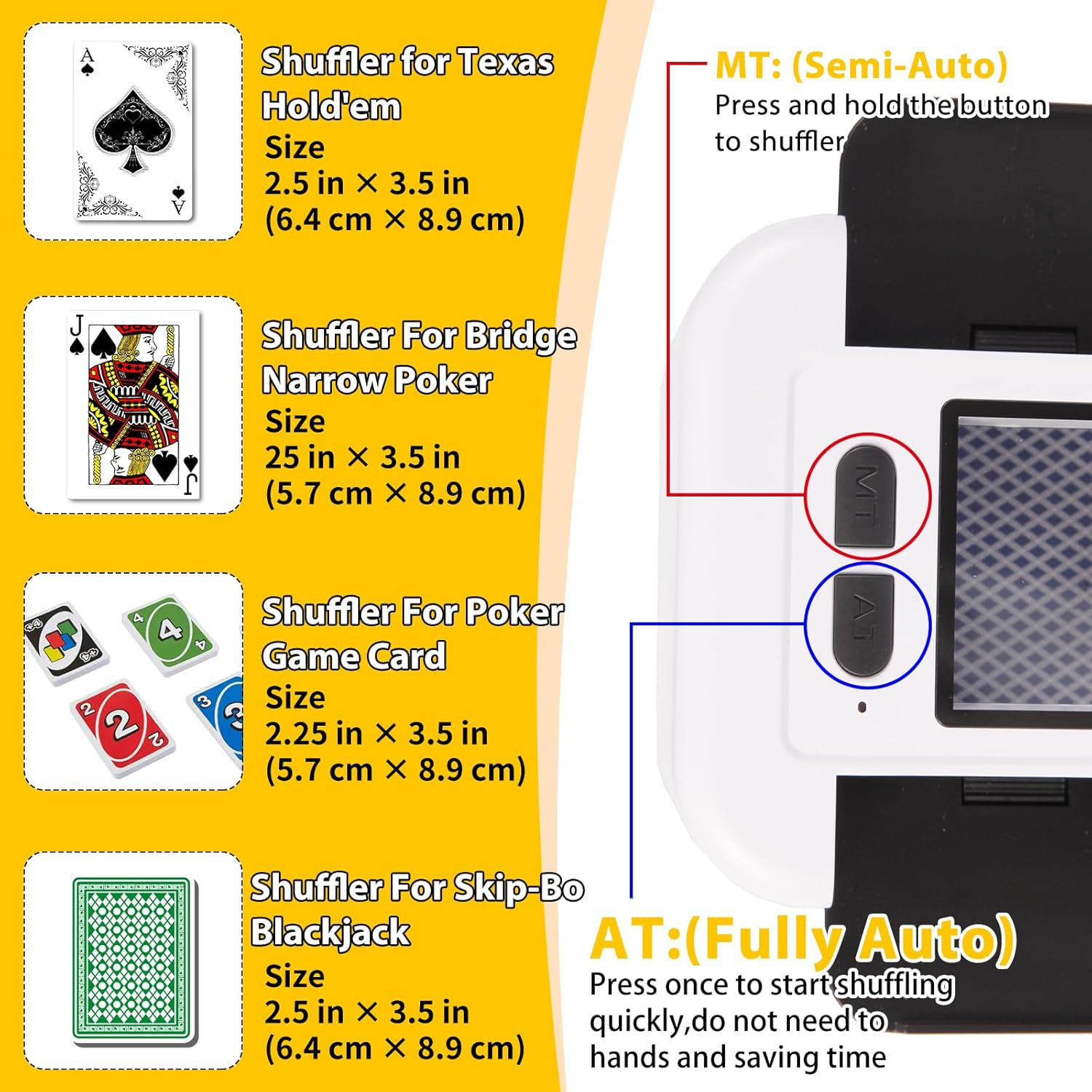 1-2 Deck Automatic Card Shufflers, 2000 Mah Rechargeable and Portable USB Charging Shuffler Machine One-Press AUTO and Manual Mode Card Shuffler for Poker UNO Blackjack Skip-Bo Etc image number 1