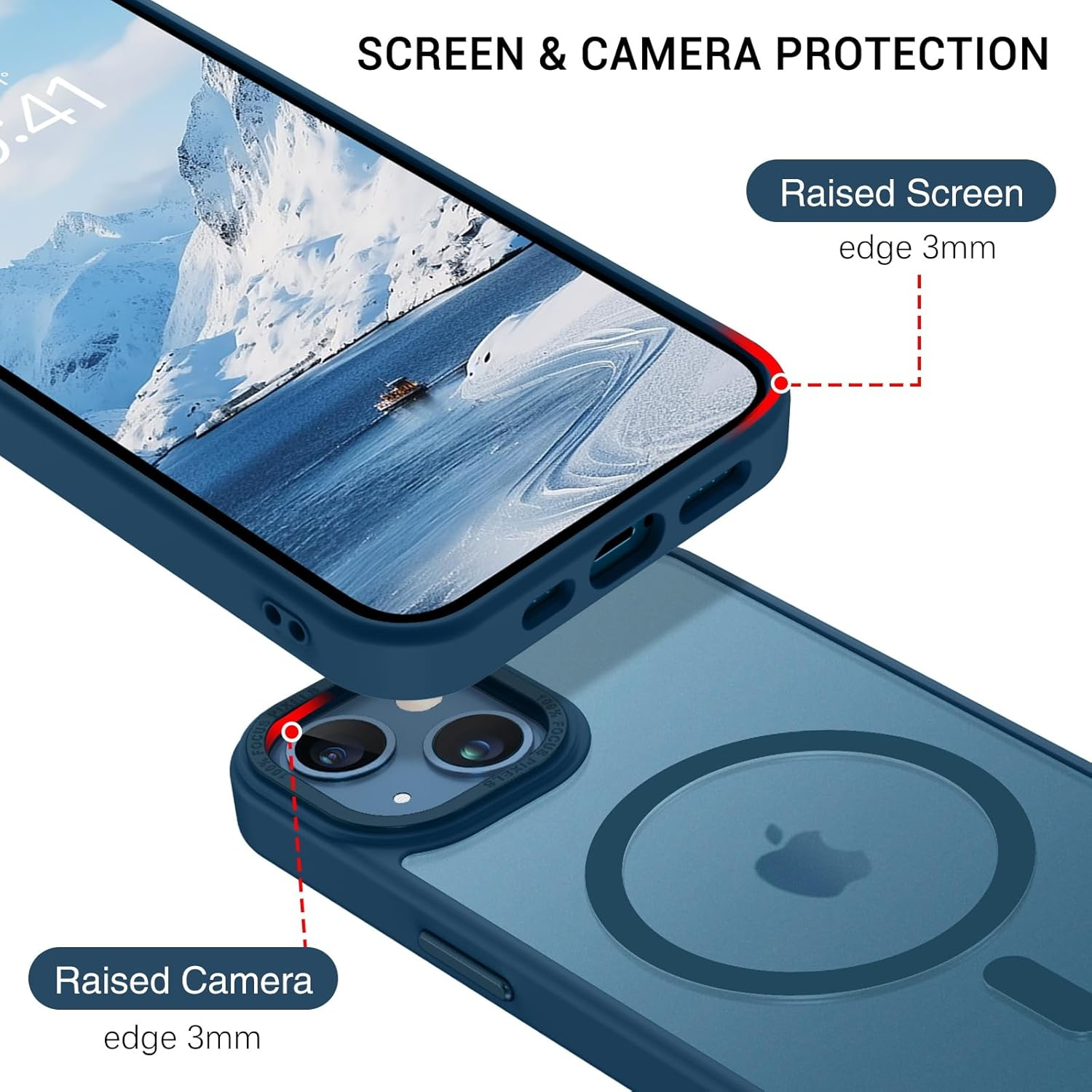 Gaobao for Iphone 13 & Iphone 14 Magnetic Case Cover, [Compatible with Magsafe][Military-Grade Drop Tested] Slim Shockproof Protective Translucent Back Phone Cases for Iphone 13/14 6.1'', Blue image number 5