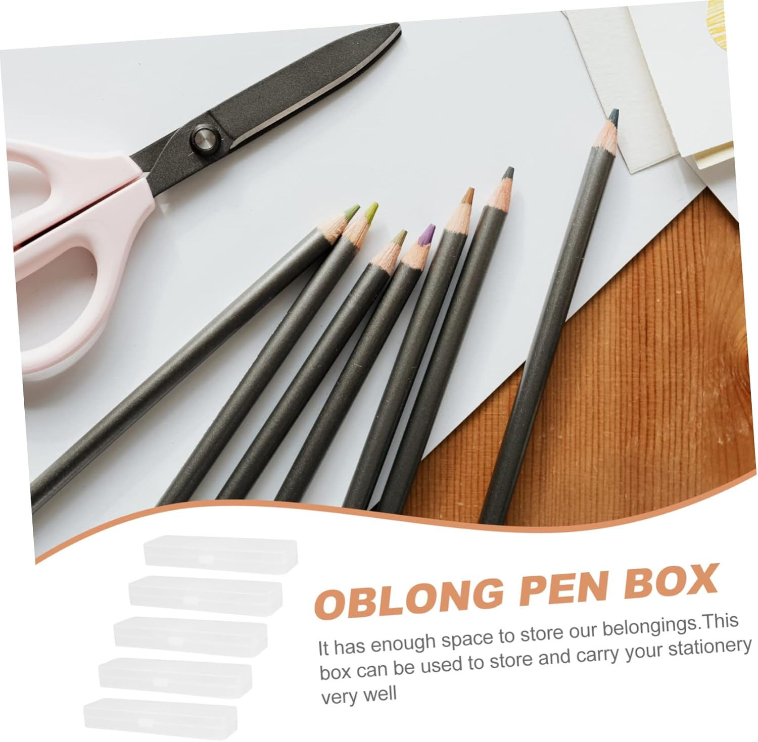 Sewroro 5Pcs Transparent Pencil Storage Boxes Multipurpose Organizers for Stationery Practical Holders for Pens Erasers Rulers Tidy Desk Accessories and Stylish Design image number 1