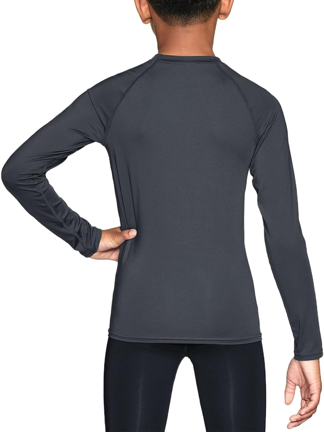 TSLA Kid'S Thermal Compression Tops, Mock Turtle Neck/Crew Neck Fleece Lined Base Layer Shirts image number 3