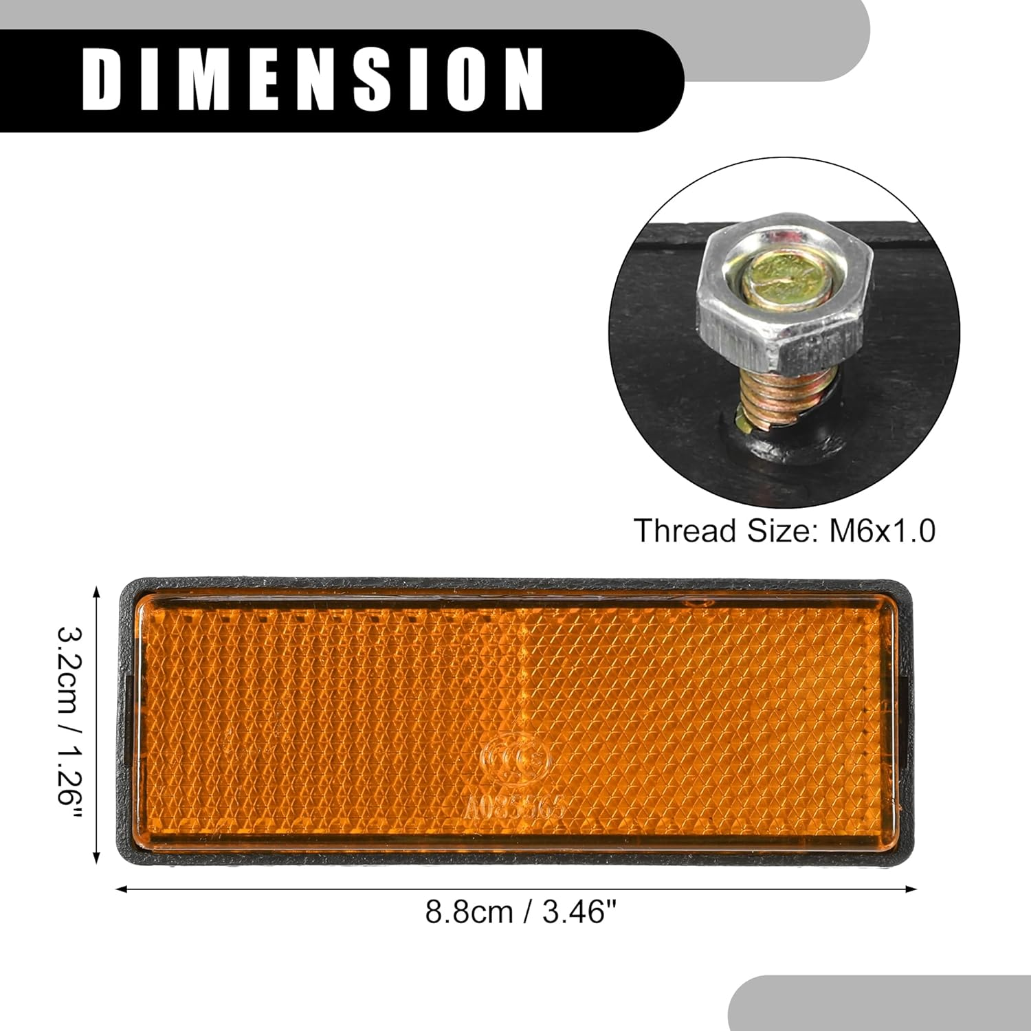 X AUTOHAUX 4Pcs 3.46"X1.26" Universal Reflector - Rectangle Moto Bike Safety Reflector Increase Visibility and Safety on the Road - Plastic Red Orange image number 5