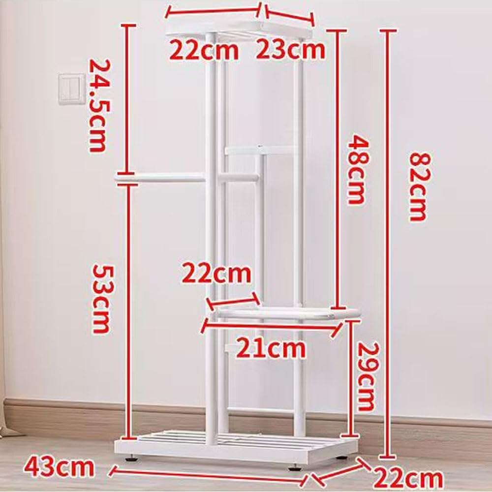 Hbluefat 4 Tier Metal Plant Stand Rack, 5 Potted Multiple Flower Pot Holder Shelf, Indoor&Outdoor Planter Display Shelves for Patio Garden, Living Room, Corner Balcony and Bedroom (White) image number 1
