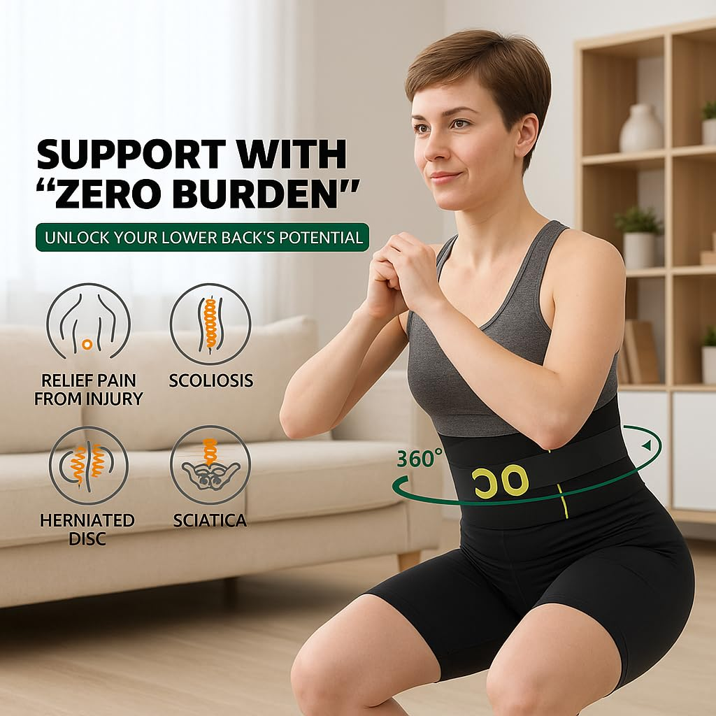 Back Support Brace for Lower Back Pain, Adjustable Lumbar Support Waist Brace, Sports Waist Belt for Men Women(Xl) image number 2