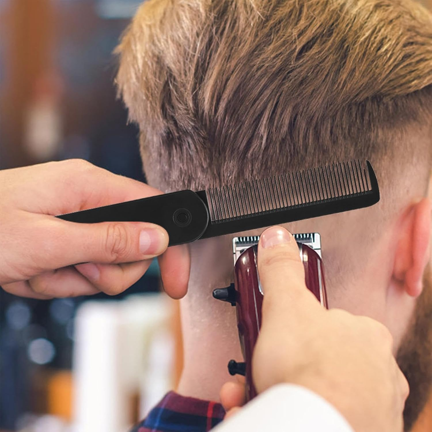 Gkgwuxf Folding Hair Comb, 2 in 1 Pocket Combs, Fine Tooth Comb & Wide Tooth Comb for Everyday Grooming and Combing Hair, Beards and Mustache image number 3