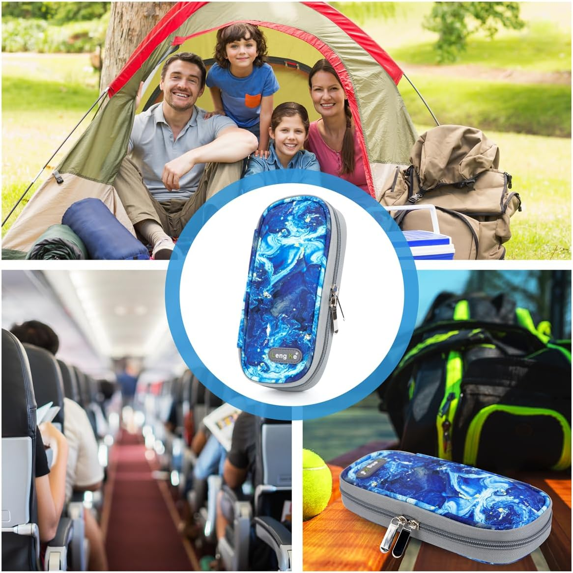 YOUSHARES Insulin Cooler Travel Case, Diabetes Travel Case with 2 X TSA Approved Ice Packs, Insulated Medication Travel Bag for Diabetic Supplies, Medicine Cooler for Travel (Quicksand Blue) - 01 Y13_Green image number 3