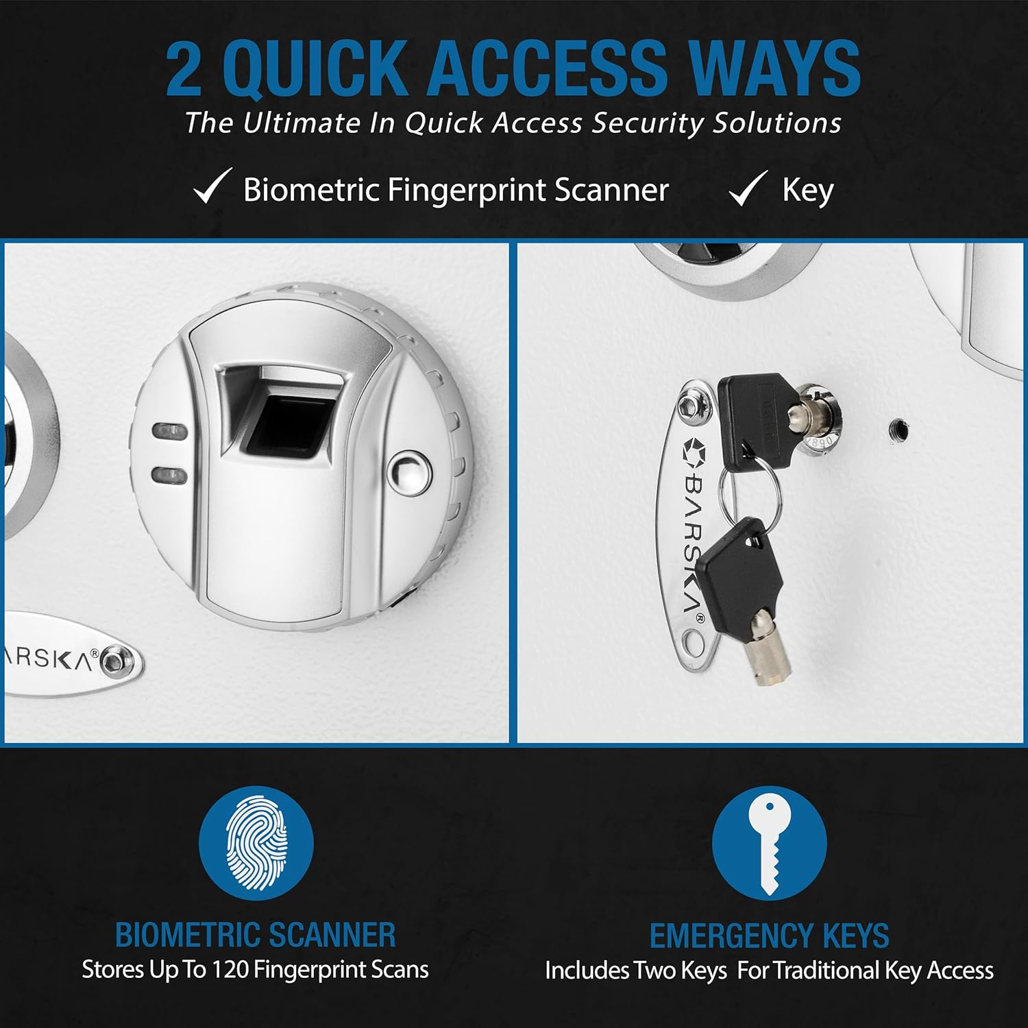Barska Biometric Fingerprint Security Wall Safe 0.52 Cubic Ft image number 3