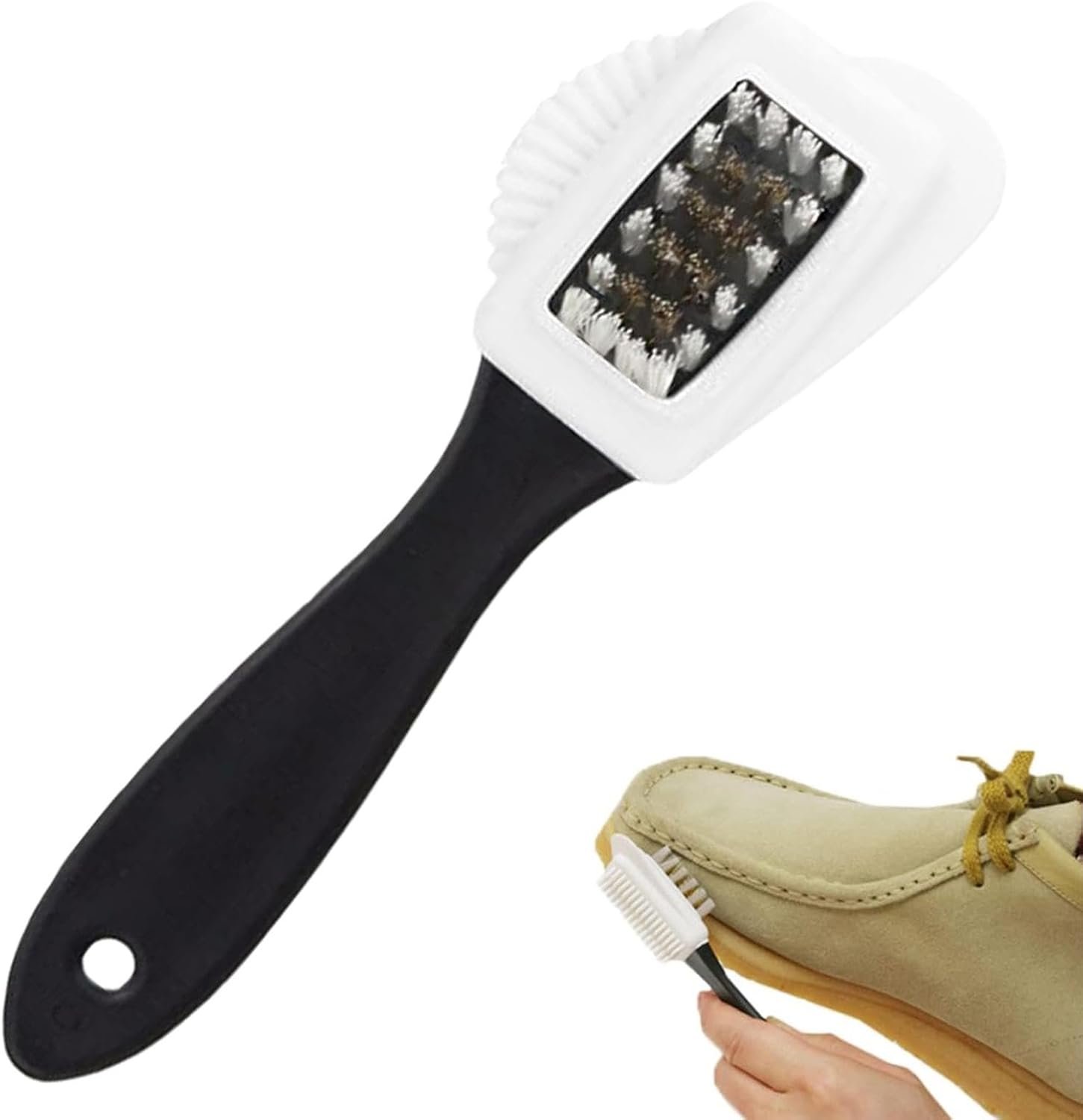Suede Brush for Shoes, 4-Sided, Nubuck, PP Wire, Copper-Plated, TPR, Rubber Surfaces, Suede Leather Boots Shoes Cleaning image number 2