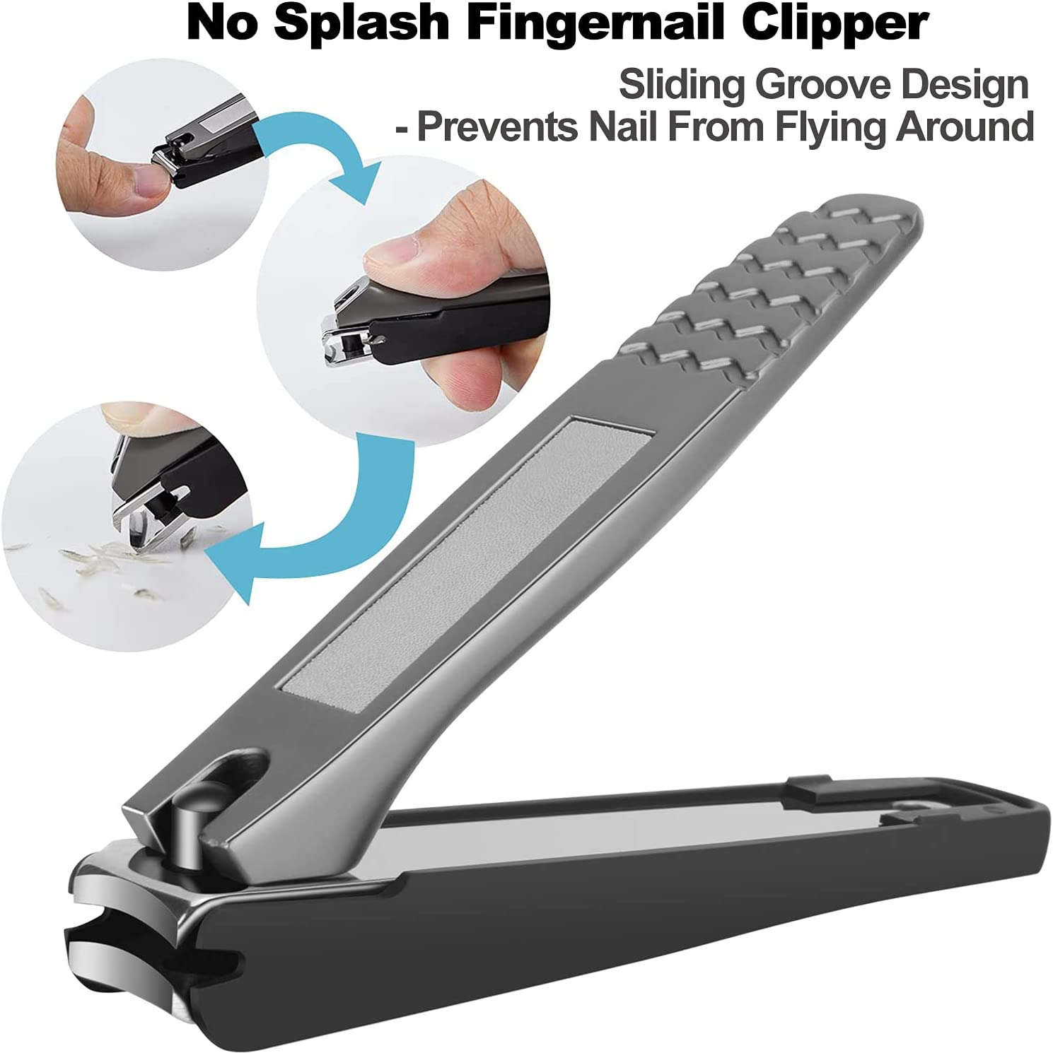 Large Nail Clippers Pedicure Set of 5, Stainless Steel Nail Clipper Manicure Set, Sharp Toenail and Fingernail Clippers Kit for Thick Nails and Ingrown Toenail for Men Women Baby image number 1