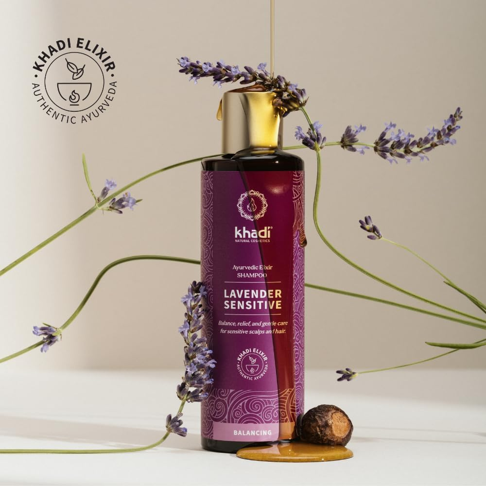 Khadi Lavender Sensitive Ayurvedic Shampoo, 100% Natural, Silicone & Sulphate-Free, Lavender & Hibiscus for Sensitive, Scalp & Fine Hair, Vegan Hair Care Natural Cosmetics 200 Ml image number 1