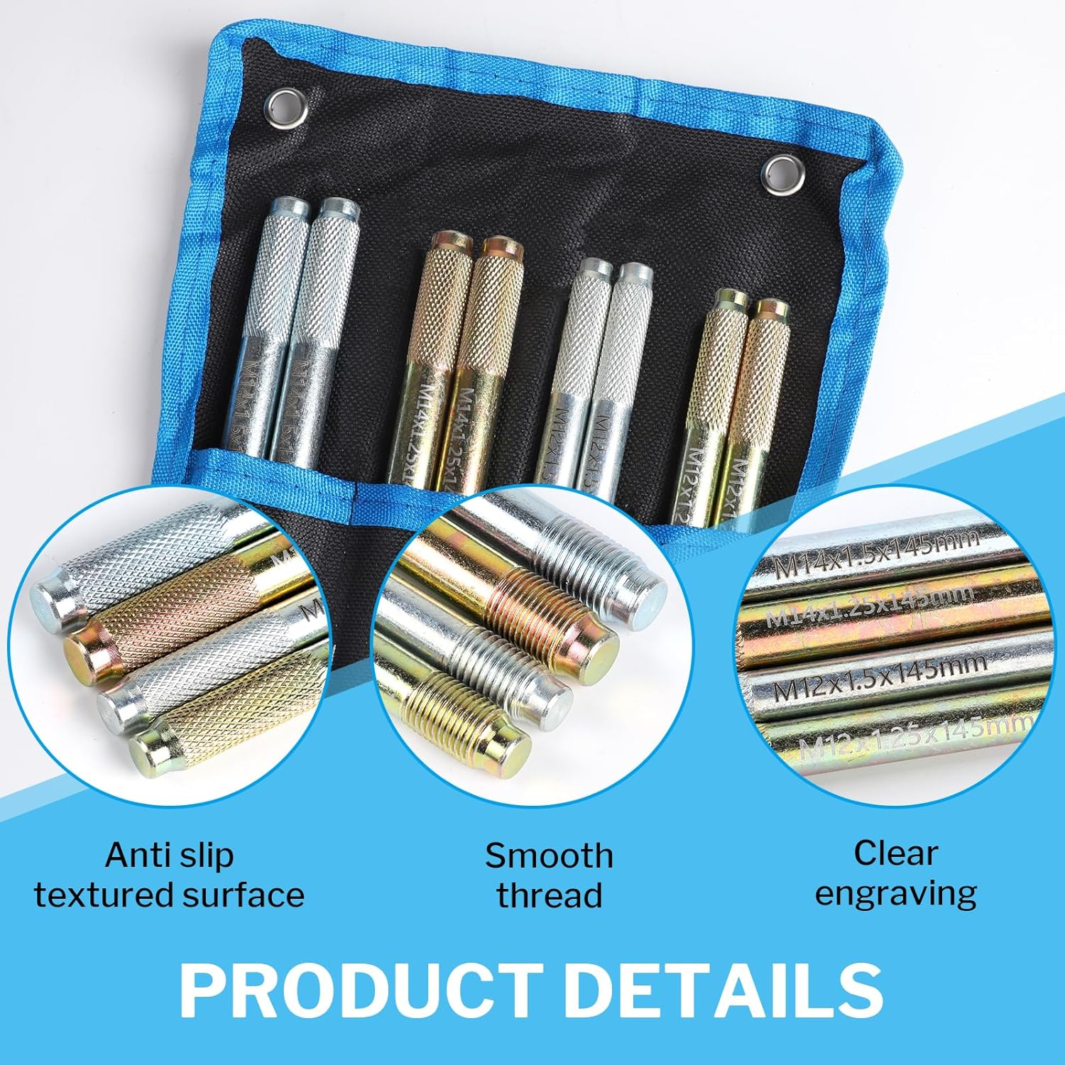 Wheel Mounting Aid Fixing Bolts M12 X 1.25, M12 X 1.5, M14 X 1.25, M14 X 1.5 Car Tool Set, Wheel Mounting Aid, Tyre Assembly Tool, Stainless Steel Wheel Alignment Pin, Car Assembly Aid image number 5