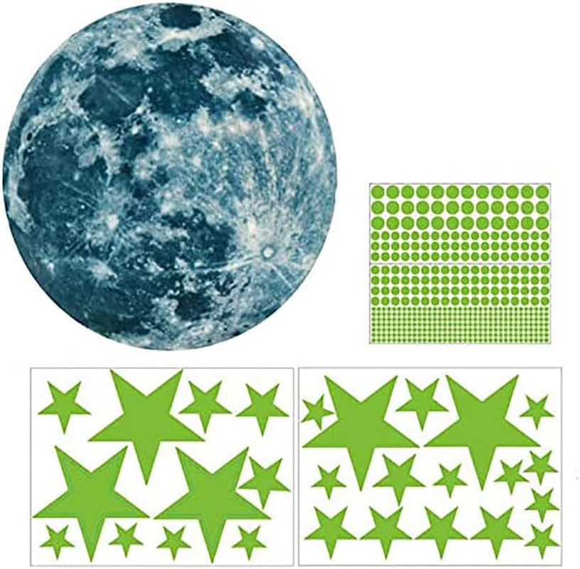 AIMALL 435Pcs Glow in the Dark Luminous Stars, Moon & Planet Wall Stickers for Kids Bedroom Ceiling, DIY Space Wall Decals, Waterproof Vinyl image number 1