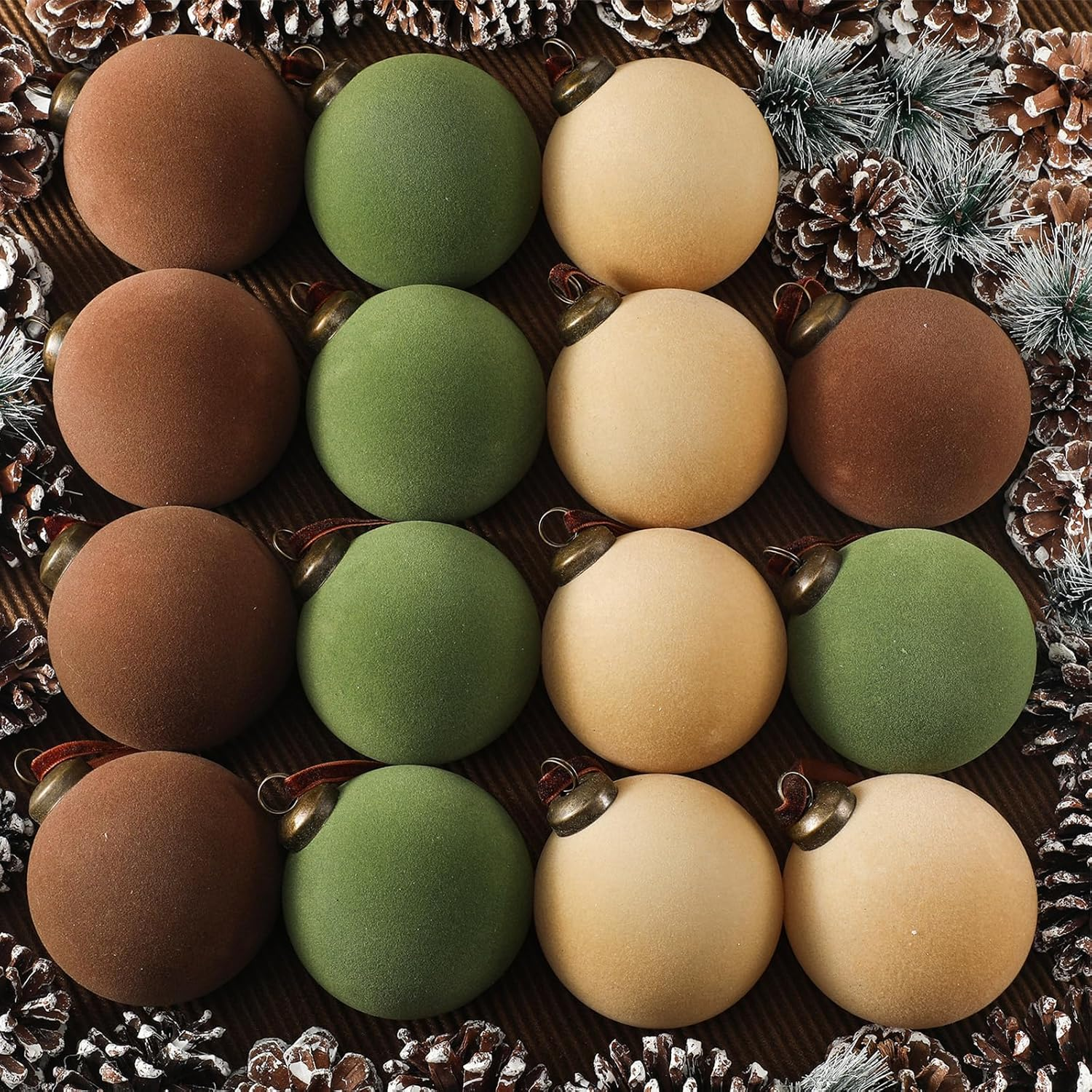 Liliful 15 Pcs Velvet Christmas Balls, Black, 3.15 Inch, Hanging Ornaments, Christmas Tree Decoration