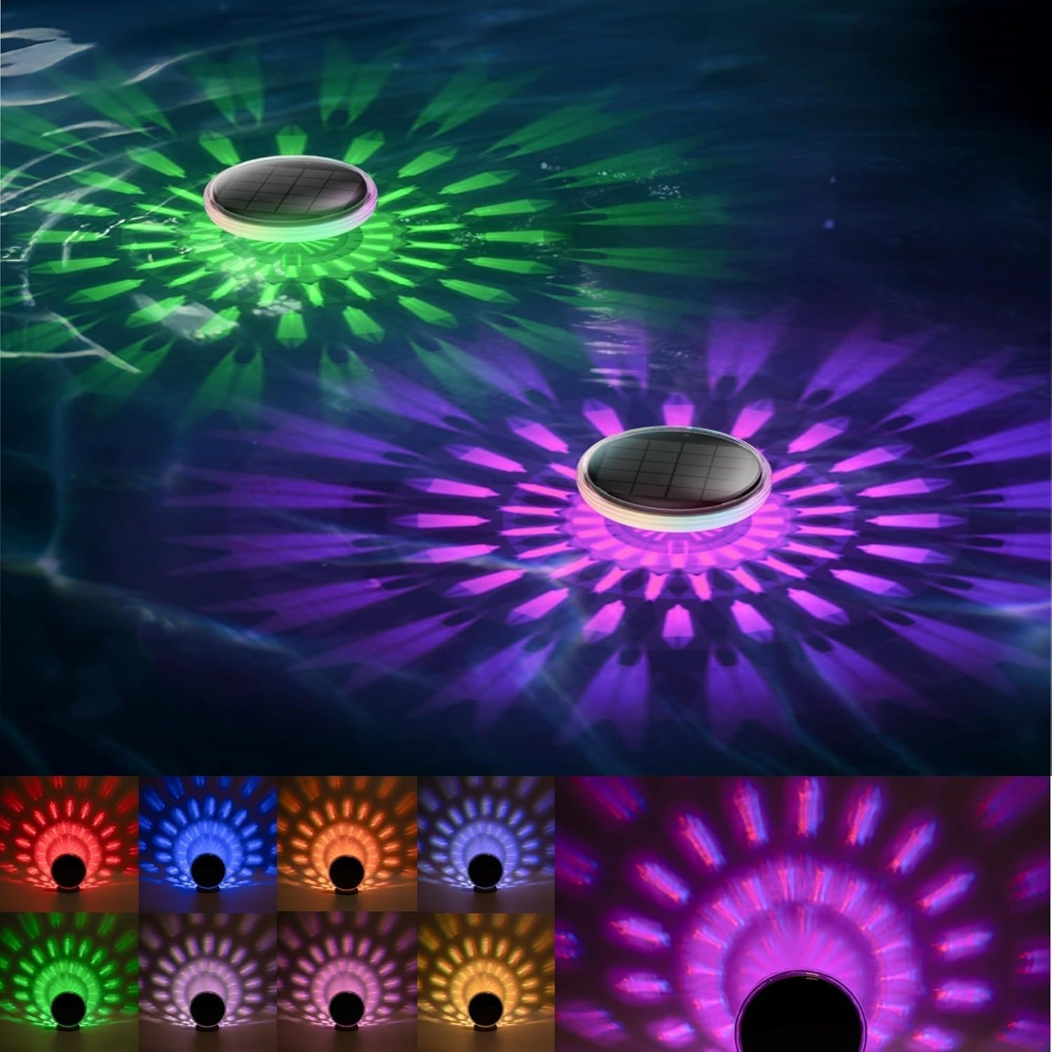 Solar Rechargeable Floating Pool Lights, 9 Colors Changing Led Pool Ball Light, Float or Hang in Pool Hot Tub Garden Backyard Pond Party Decorations, Inflatable IPX7 Wateproof image number 4