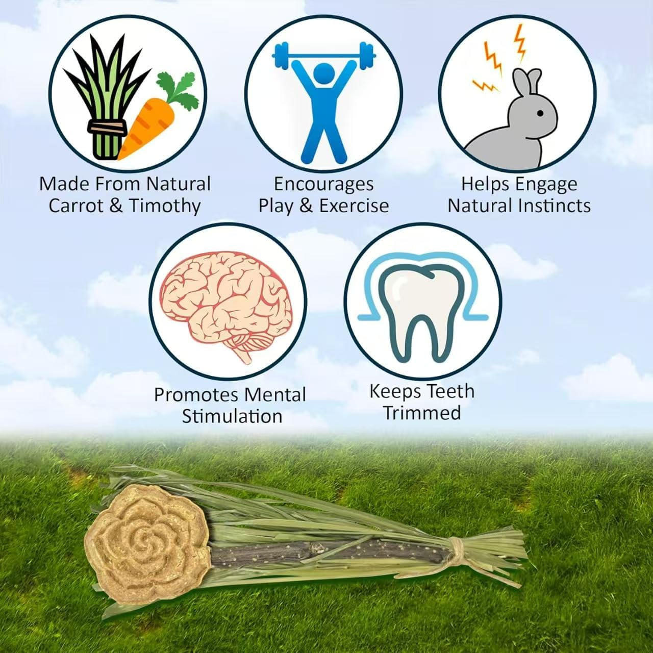 JCBCKJ Rabbit Chewable Toys, 5Pcs Flower Toy, Rabbit Chew Sticks, Suitable for Rabbits, Totoros, Hamsters, Guinea Pigs and Other Small Animals image number 5