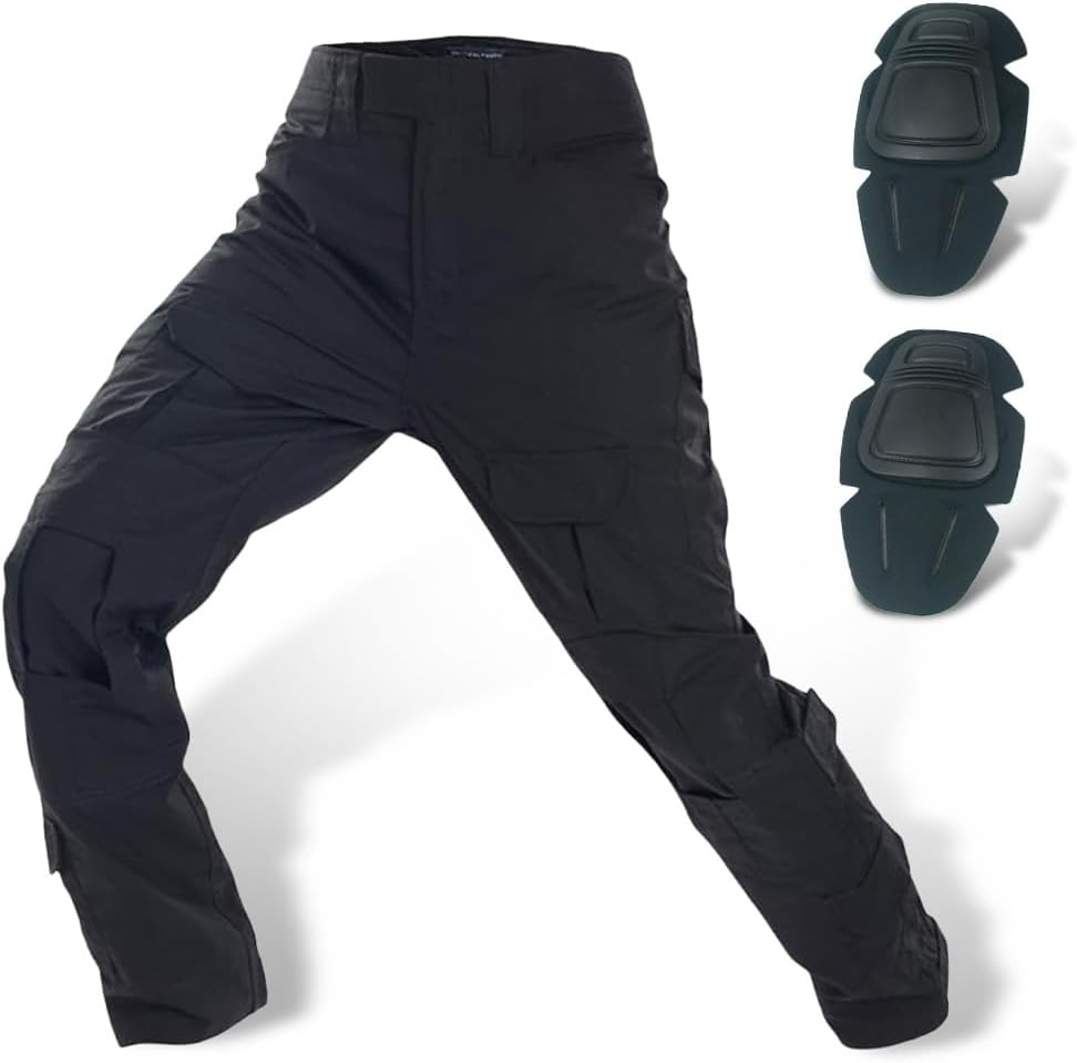 H World Shopping Military Army Tactical Airsoft Paintball Shooting Pants Combat Men Pants with Knee Pads BK image number 3