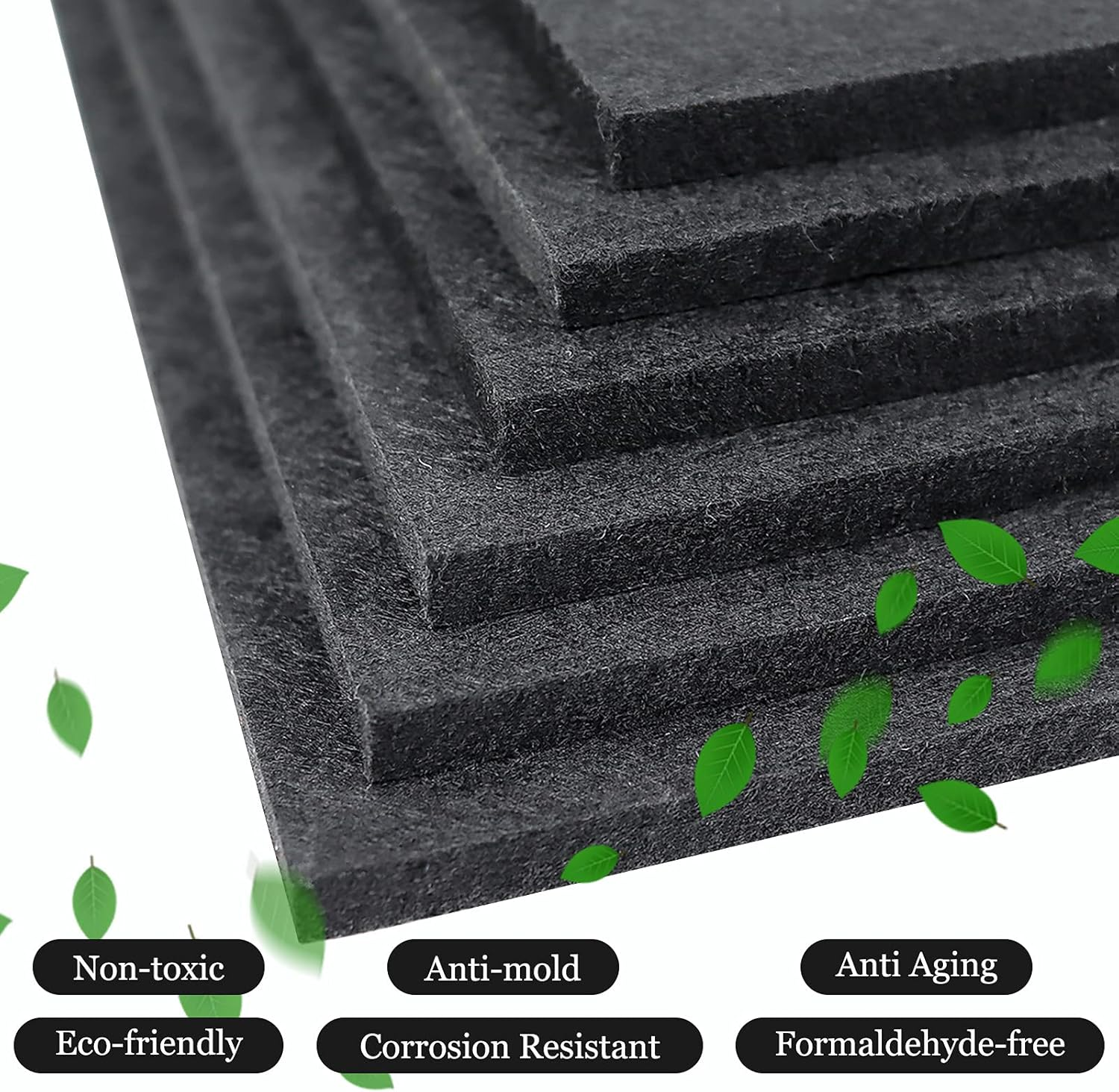 BXI Sound Absorber - 400 X 300 X 9 Mm 6 Pack High Density Acoustic Absorption Panel, Sound Absorbing Panels Reduce Echo Reverb, Tackable Acoustic Panels for Wall and Ceiling Acoustic Treatment (Matte Black) - Gray, S image number 3