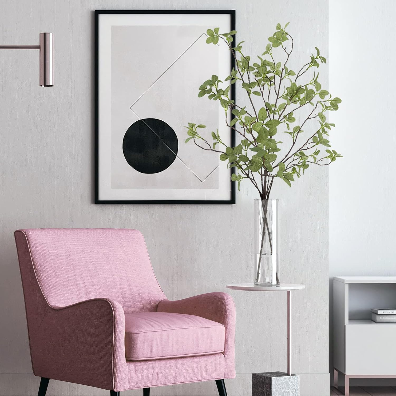 Ruidazon 2 Pcs Artificial Greenery Stems, 41.3&rsquo;&rsquo; Tall Fake Plants Branches Faux Greenery Ficus Twig Leaf for Home Garden Shop Office Desk Decoration image number 1