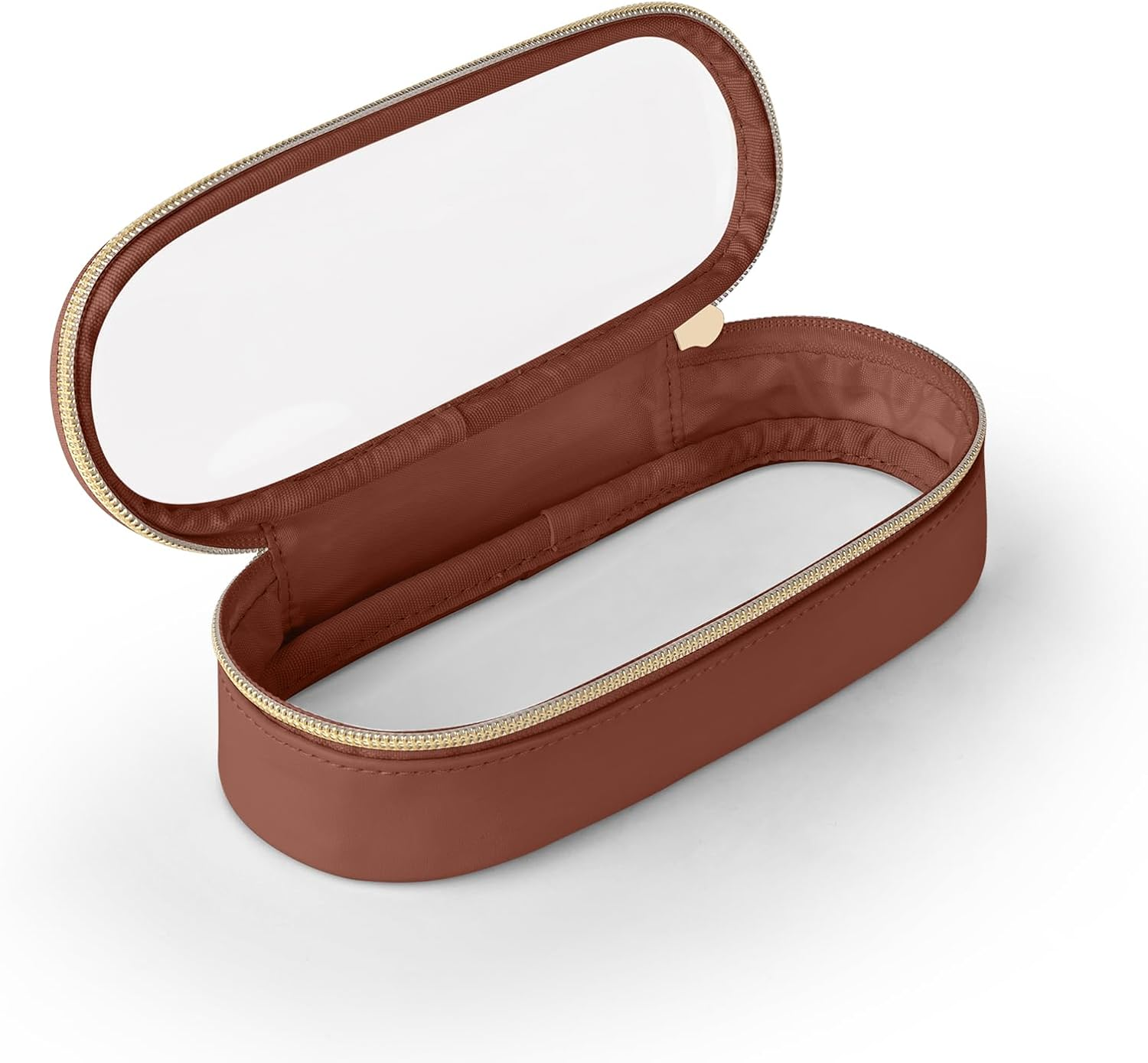 Clear Travel Makeup Brush Holder, Leather Makeup Brush Toiletry Bag