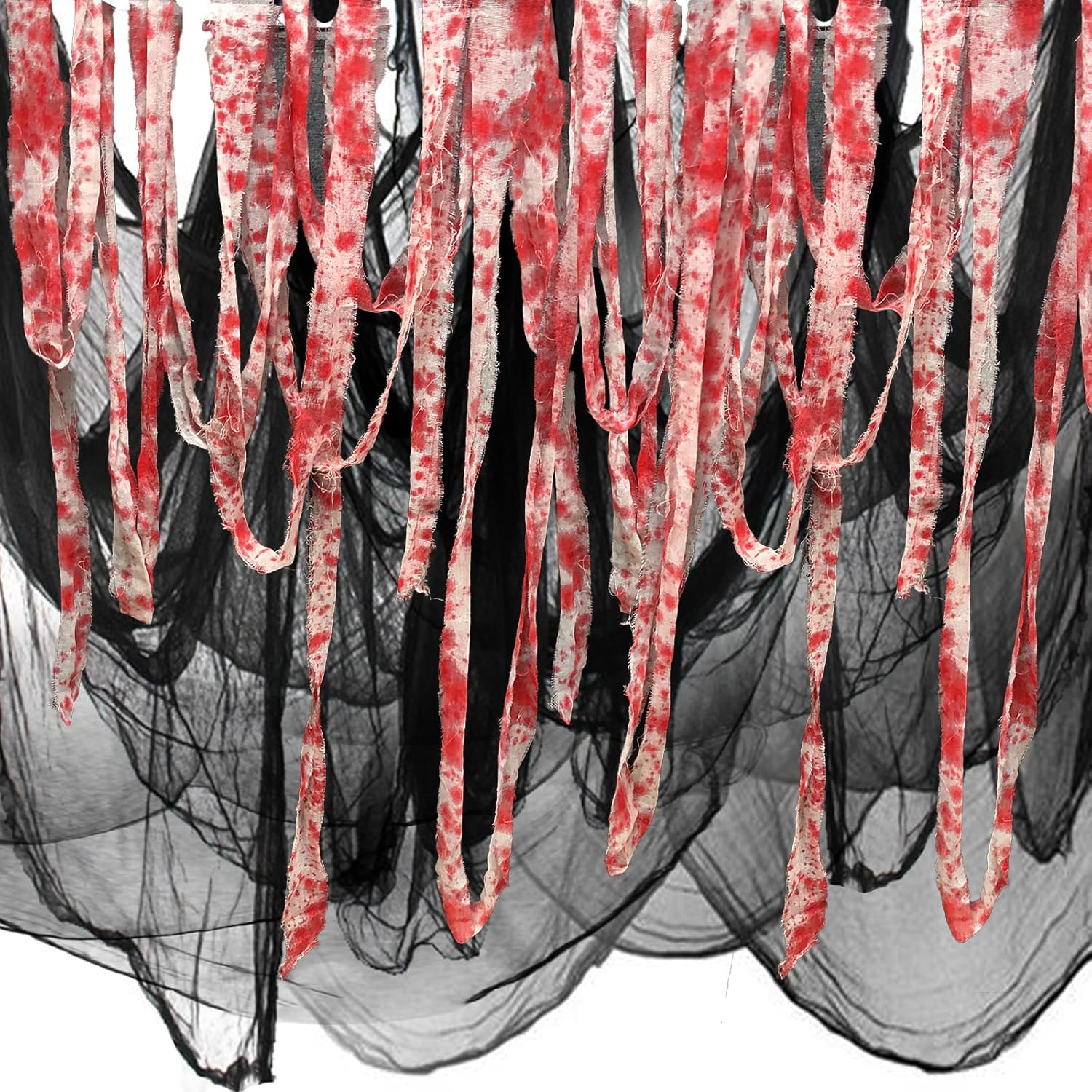 Halloween Decorations Large Spooky Black Creepy Cloth for Halloween Outdoor Indoor Decor, Bloody Creepy Gauze for Haunted House Window Wall Door Decor (215X600Cm) image number 1