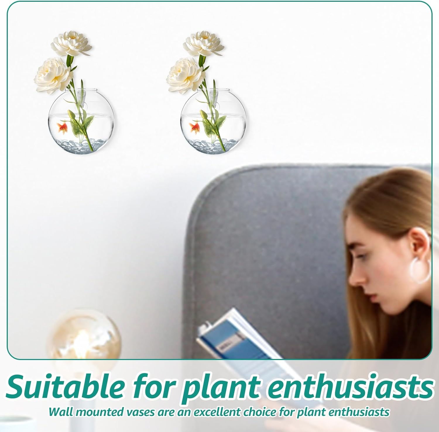 Wall Hanging Planter, Glass Wall Vase with Nail Hook, Clear Wall Mounted Planter Propagation Station for Flowers Hydroponics Plant Home Office Decor (2Pack) - 4Pack image number 2