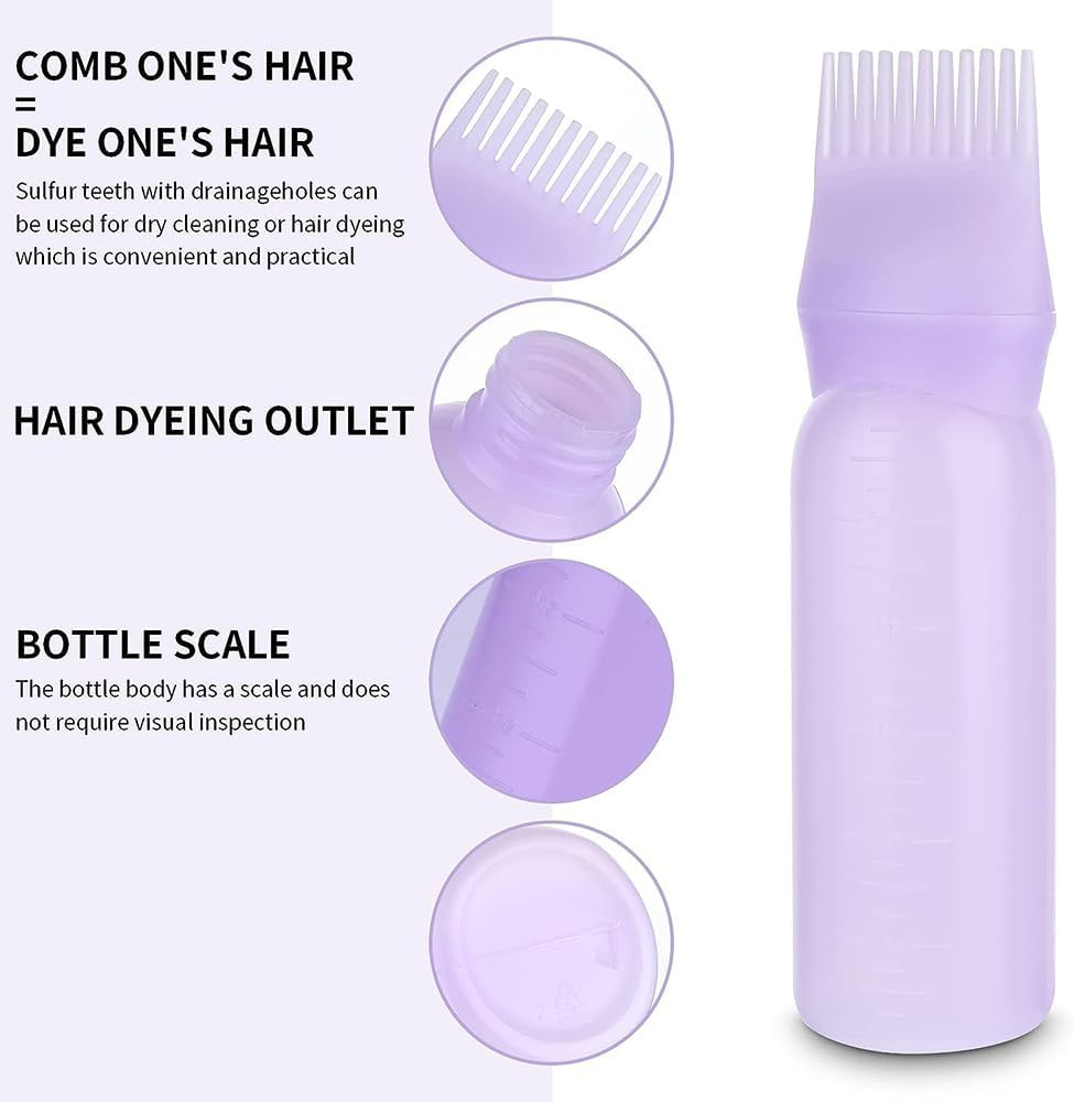 3Pcs Root Comb Applicator Bottle 6 Ounce Hair Oil Applicator, Applicator for Hair Dye with Graduated Scale (3Pack) image number 1