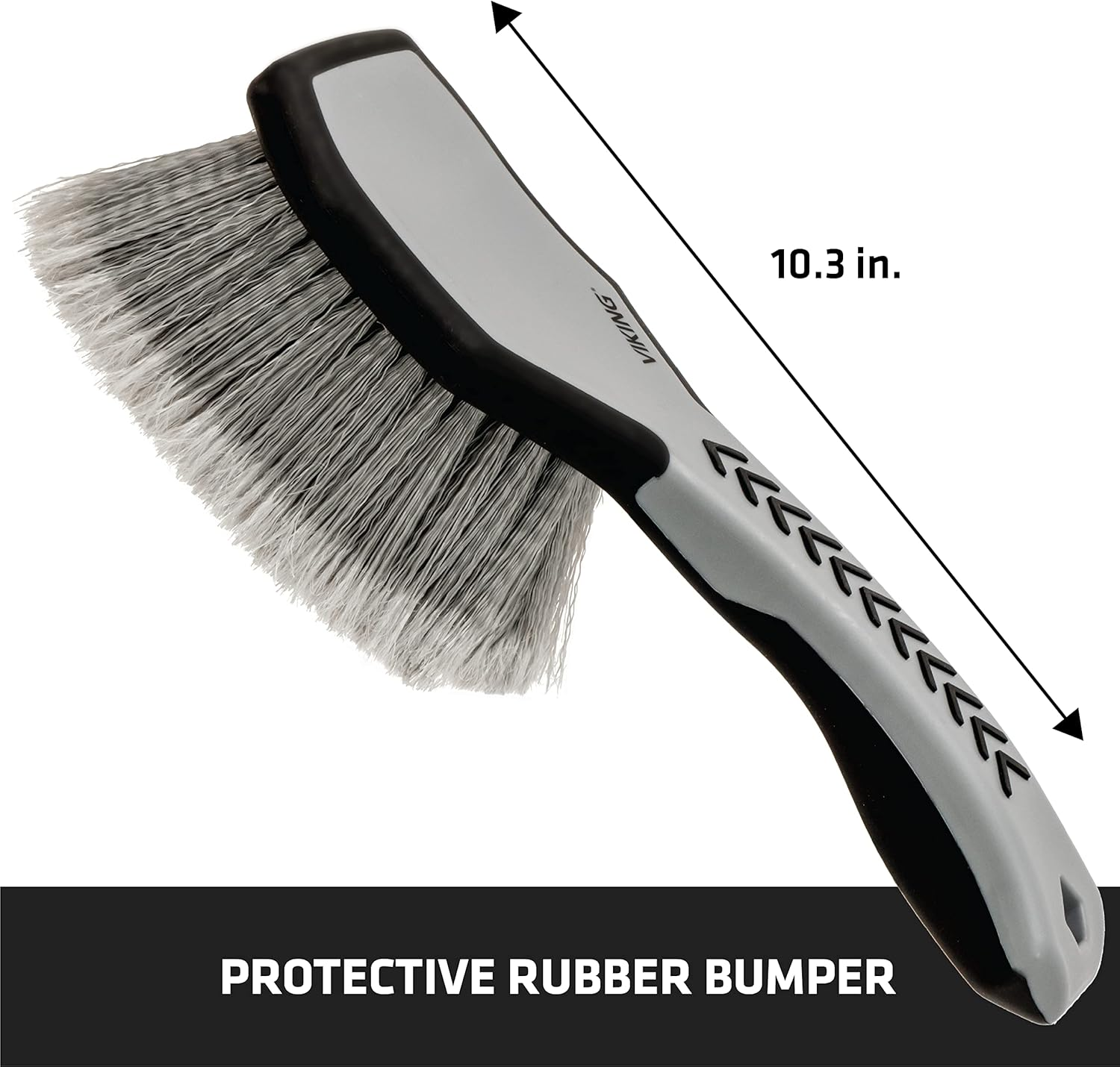 VIKING Car Wash Brush, Wheel and Fender Brush, Short Handle Tire Cleaner for Car Detailing, 10.3 Inch, Grey/Black image number 1