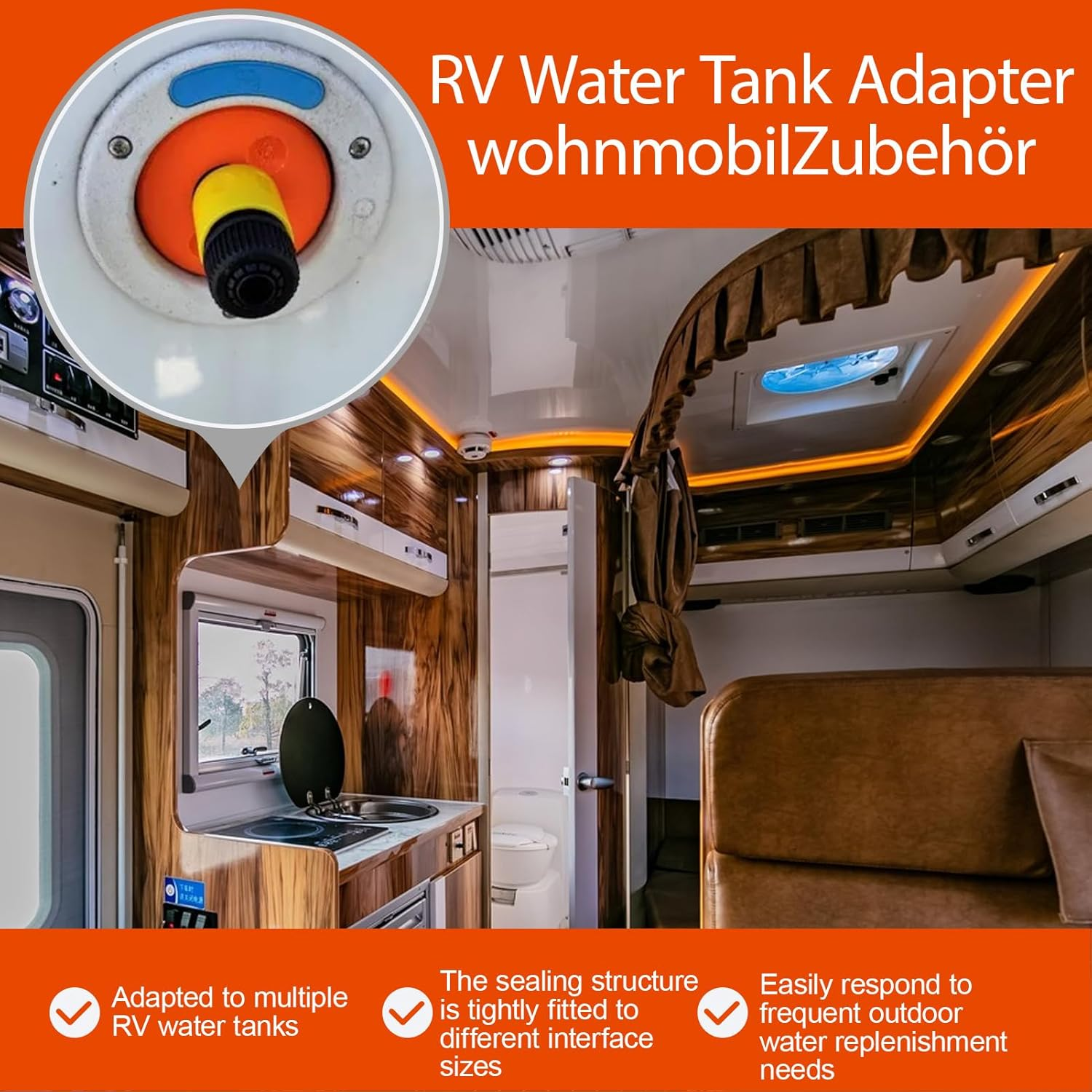 RV Fresh Water Inlet, 3.03 Inches, Leak Proof Tank Adapter for City Connection, Replacement Filler Hatch with Secure Cap Design, Vehicle Boat Trailer Accessory for Outdoor Camping Travel Use image number 4