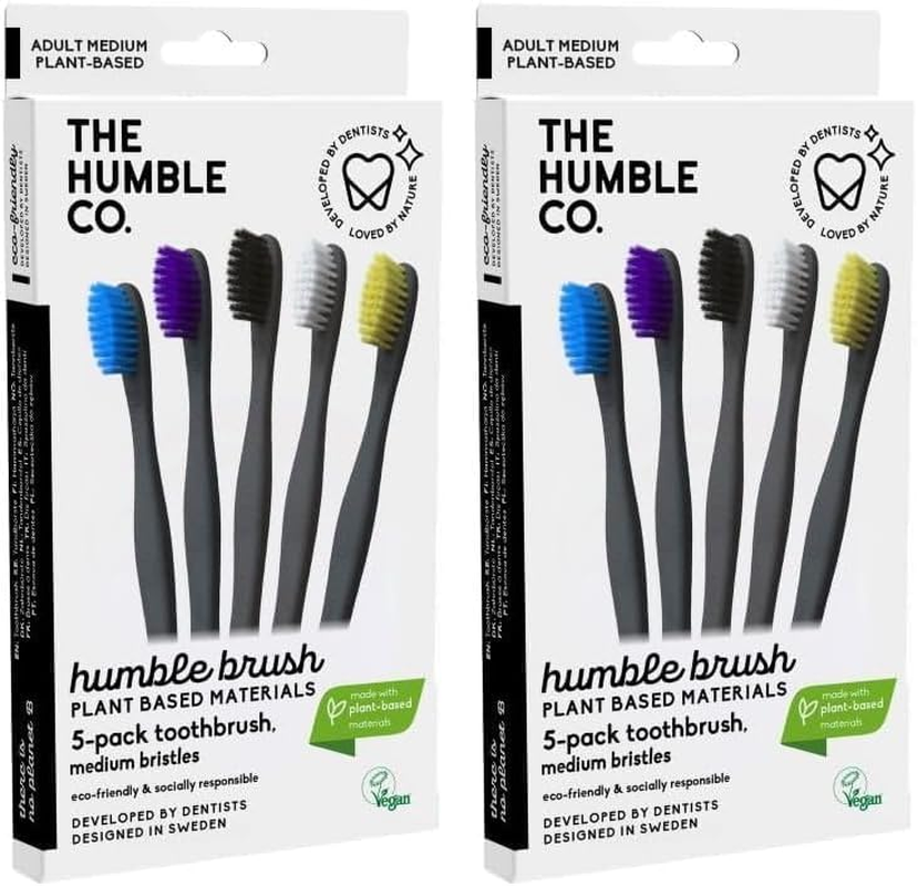The Humble Co. Plant-Based Toothbrush 5 Pack - Assorted Colours - Medium image number 1