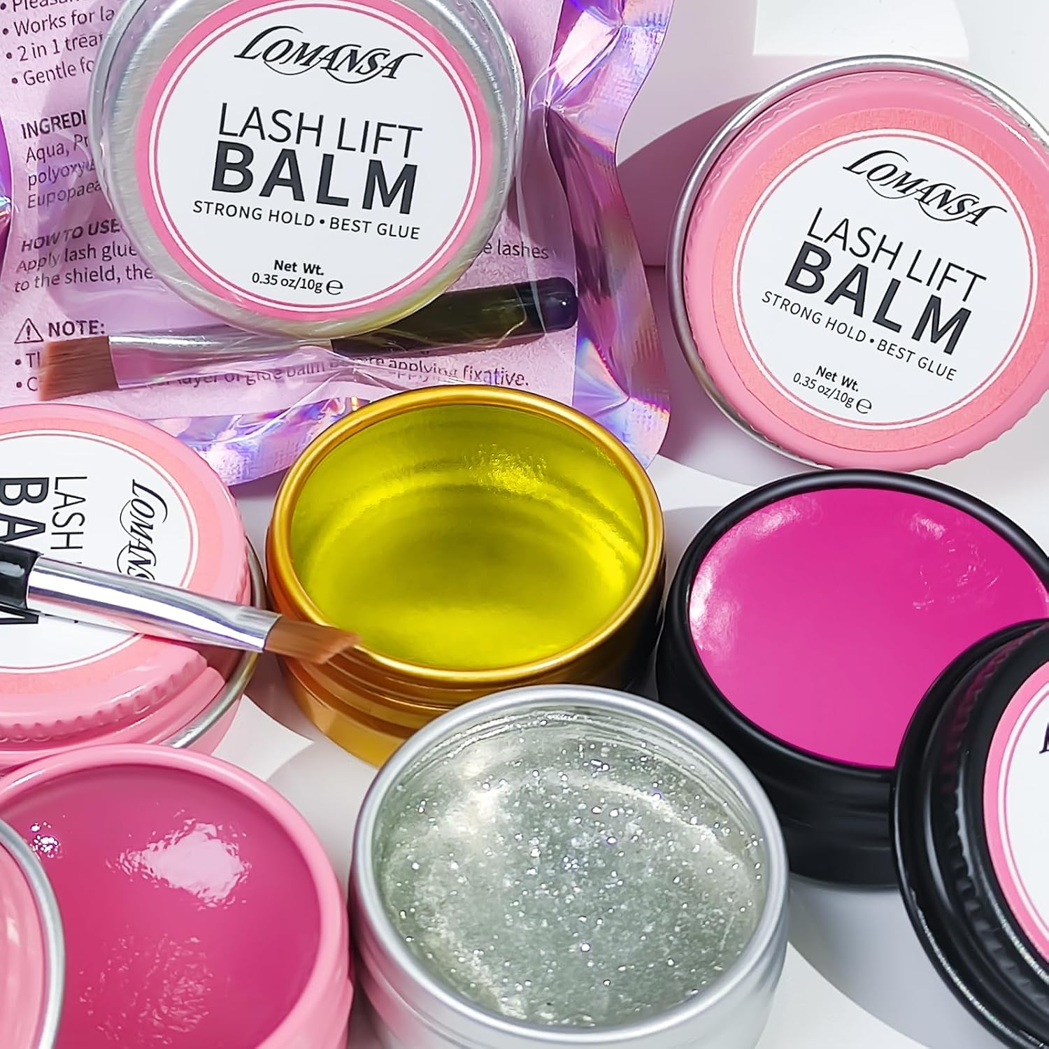 Lomansa Lash Lift Glue Eyelash Glue Balm Fruit Flavor 2 in 1 Lifting Curling Adhesive for Lash Perm Kit - Peach - Pink01 image number 4