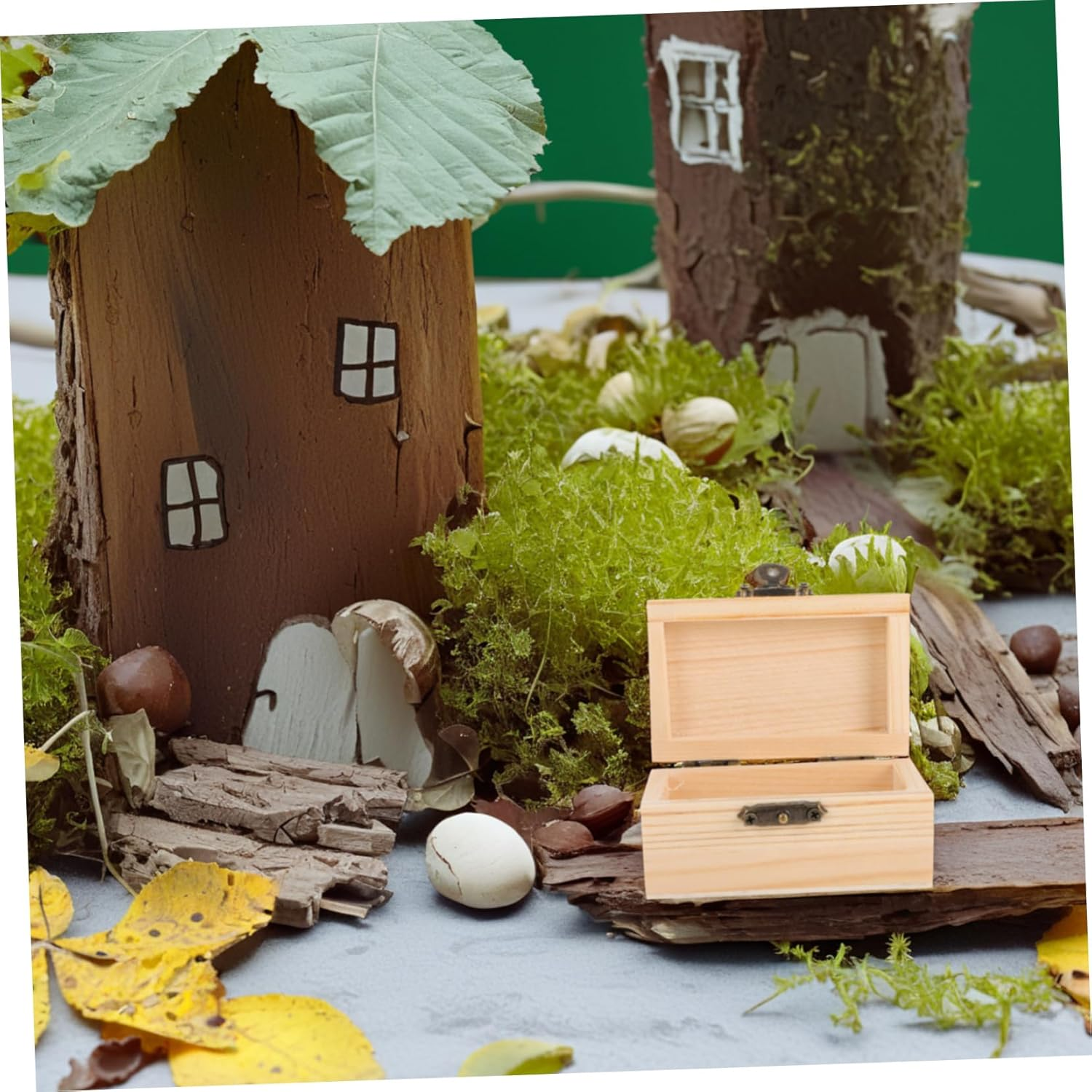 Angoily 12Pcs Small Wooden Boxes Hinged Lid and Lock, DIY Paintable Miniature Wood Treasure Chest for Craft Storage and Pirate Party Favor in Natural Wood image number 6