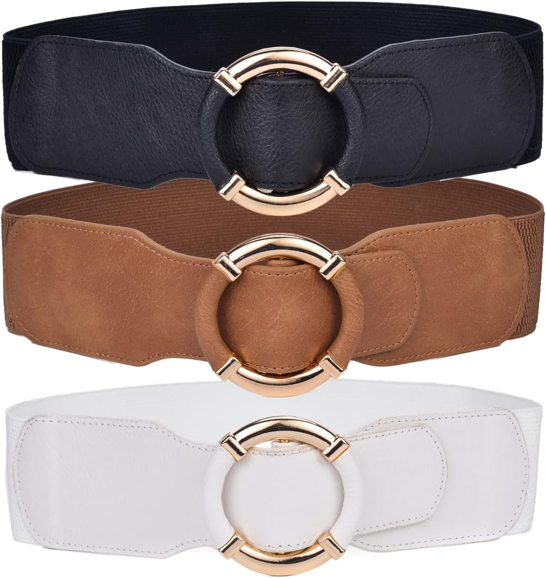 Beltox Women Elastic Belt Dress Stretchy Wide Waist Vintage Thick Cinch PU Leather &hellip;