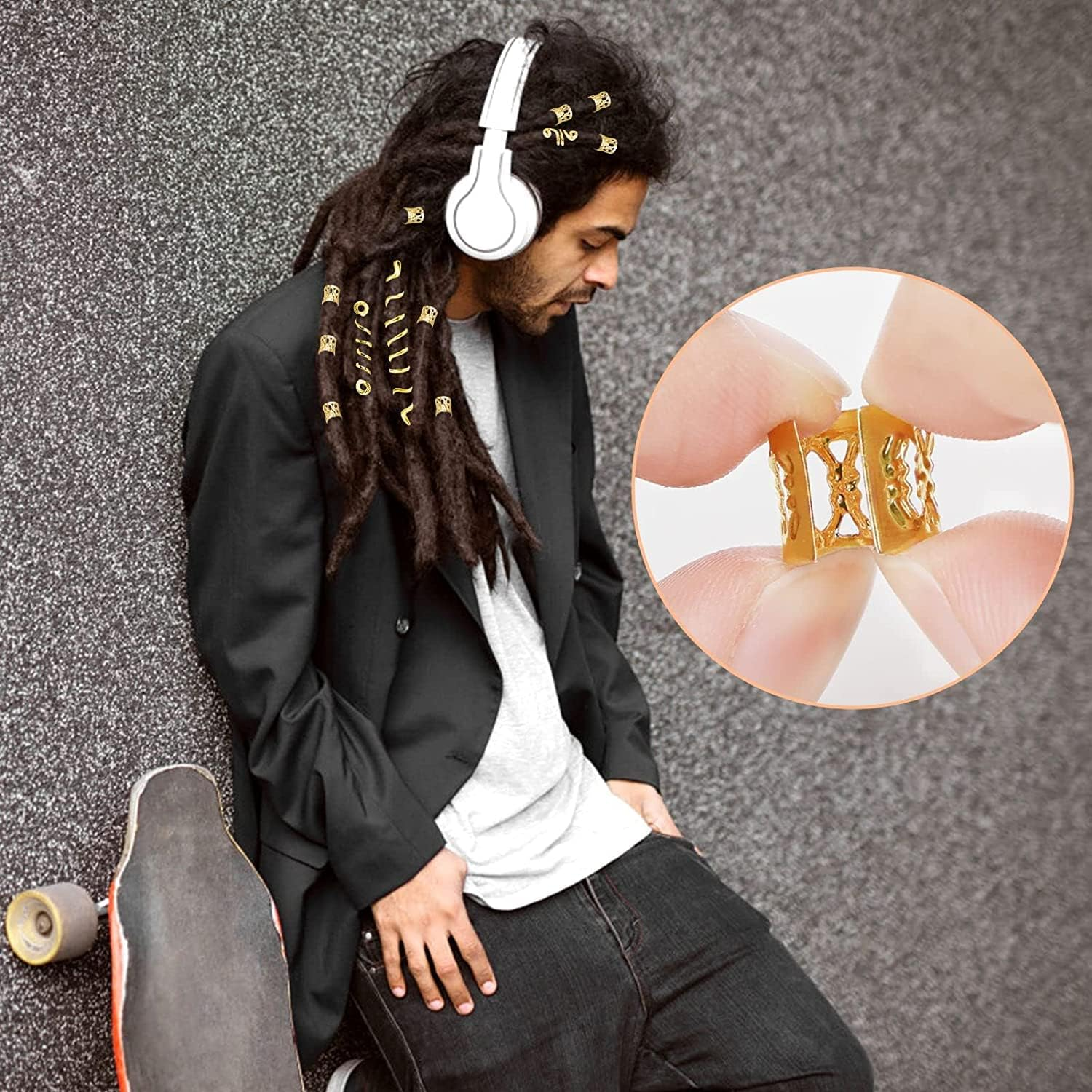 OPUHOHR Pack of 28 Braids Jewellery, Metal Gold Hair Accessories for Braids, Braids Hair Jewellery, Hair Spirals Clips Dreadlocks for Women and Men image number 5