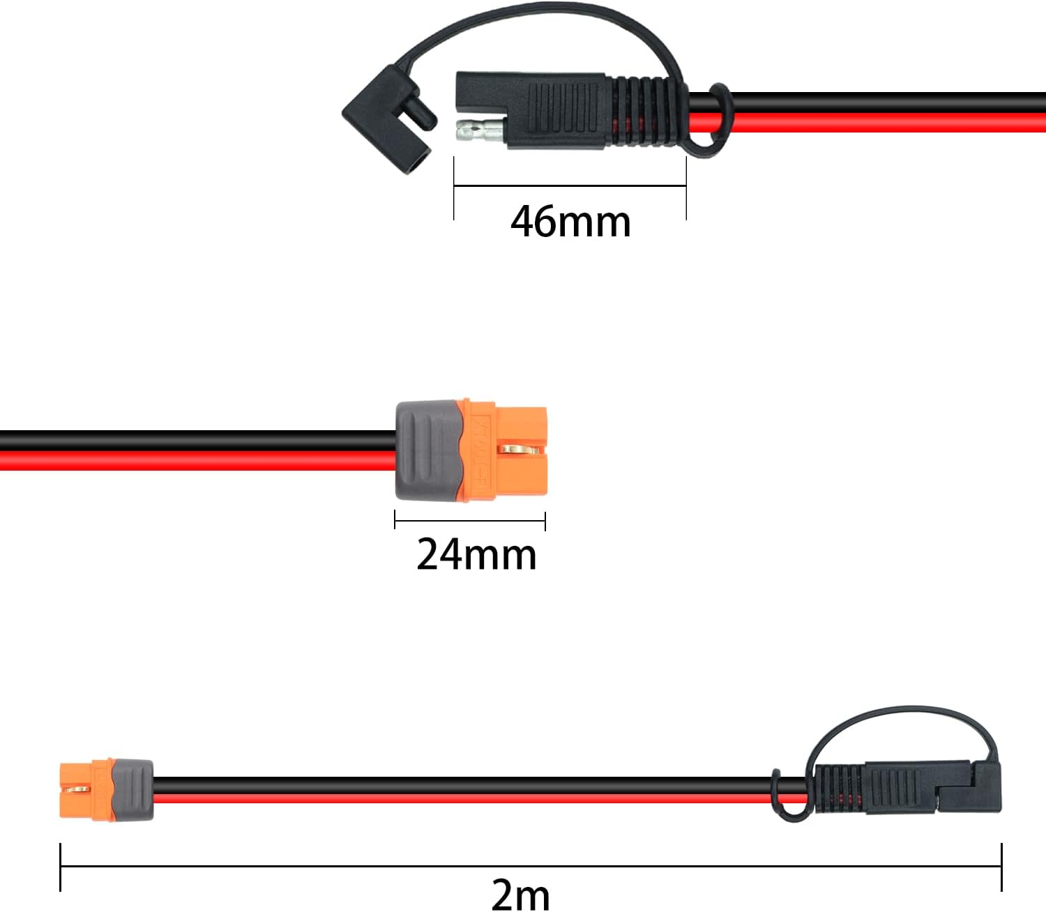 RIIEYOCA 1M SAE to XT60I-F Connector Adapter, 12AWG Cable, Compatible with Solar Panels, Portable Power Station & Solar Generator