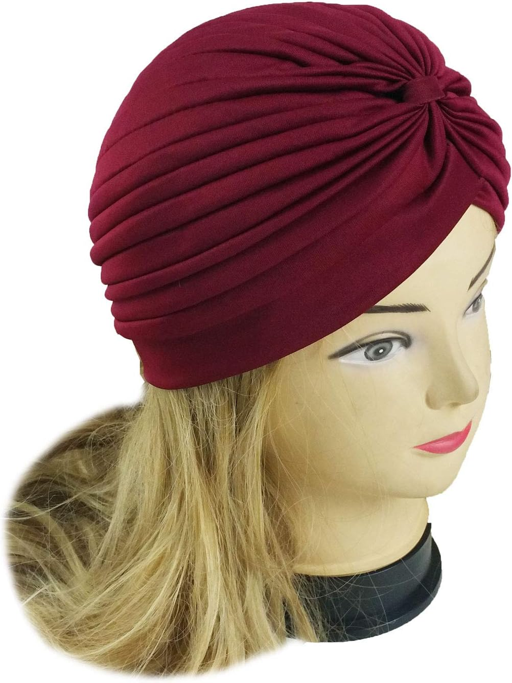 XERU 5 Women Stretchy Turban Chemo Cap Bennie Head Wrap Headwear - 5 Dk image number 2