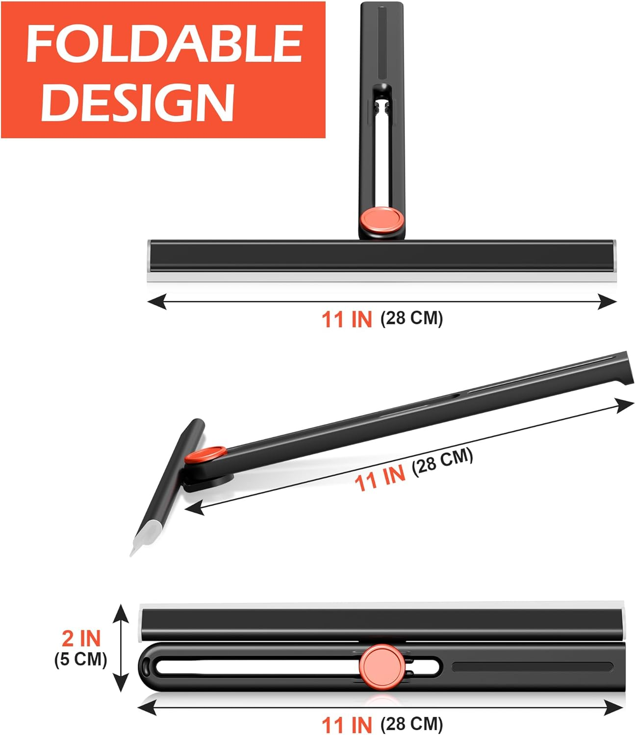 Upgraded Shower Squeegee for Glass Doors with 2 Pack Multi-Purpose 360&deg; Rotating Window Squeegees for Walls Wiper, Car Windshield, Tile, Mirrors and Kitchen image number 1