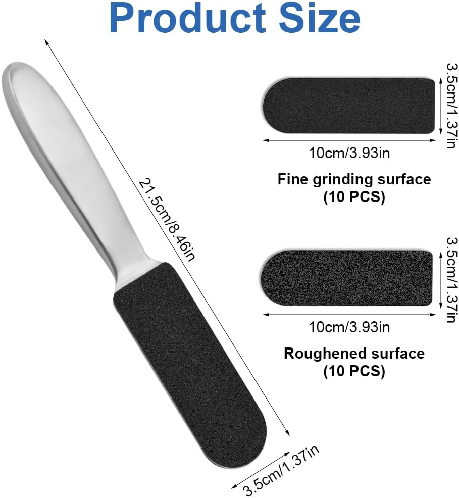 Foot File for Hardened or Dry Skin, Stainless Steel, Foot File with Replacement Sandpaper, Coarse and Fine, Stainless Steel Callus Rasp, Callus File, Foot Care, Professional Callus File for Callus image number 6