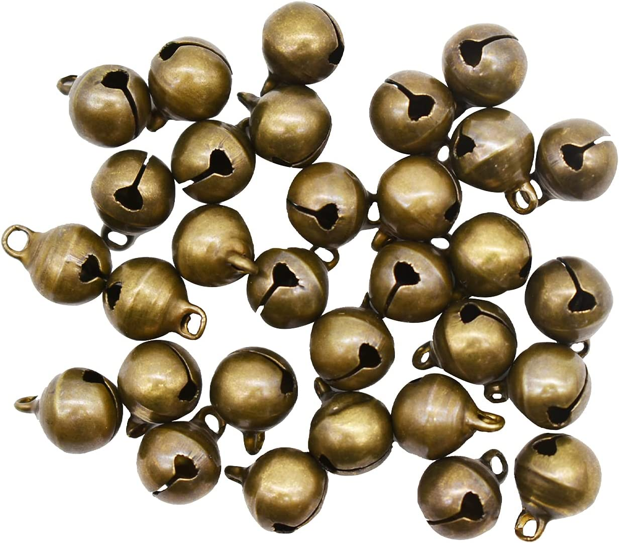 Maydahui 100PCS Small 1/2 Inch Jingle Bell Vintage Bronze Mini 10Mm Alloy Beads DIY for Jewelry Findings Sewing Wedding Doors and Crafts image number 2