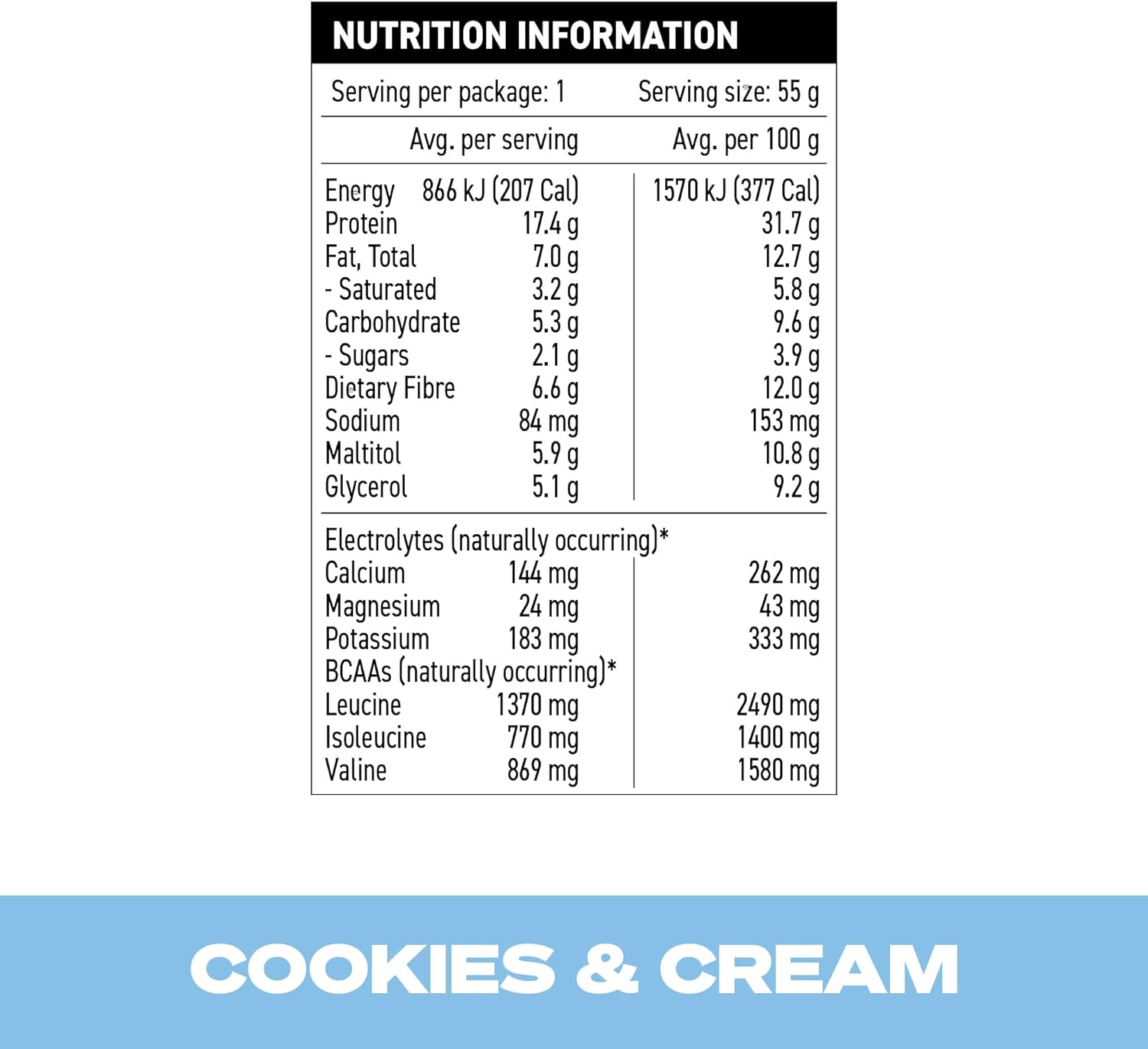 Recovery Bar Cookies & Cream Pack of 12 X 55G